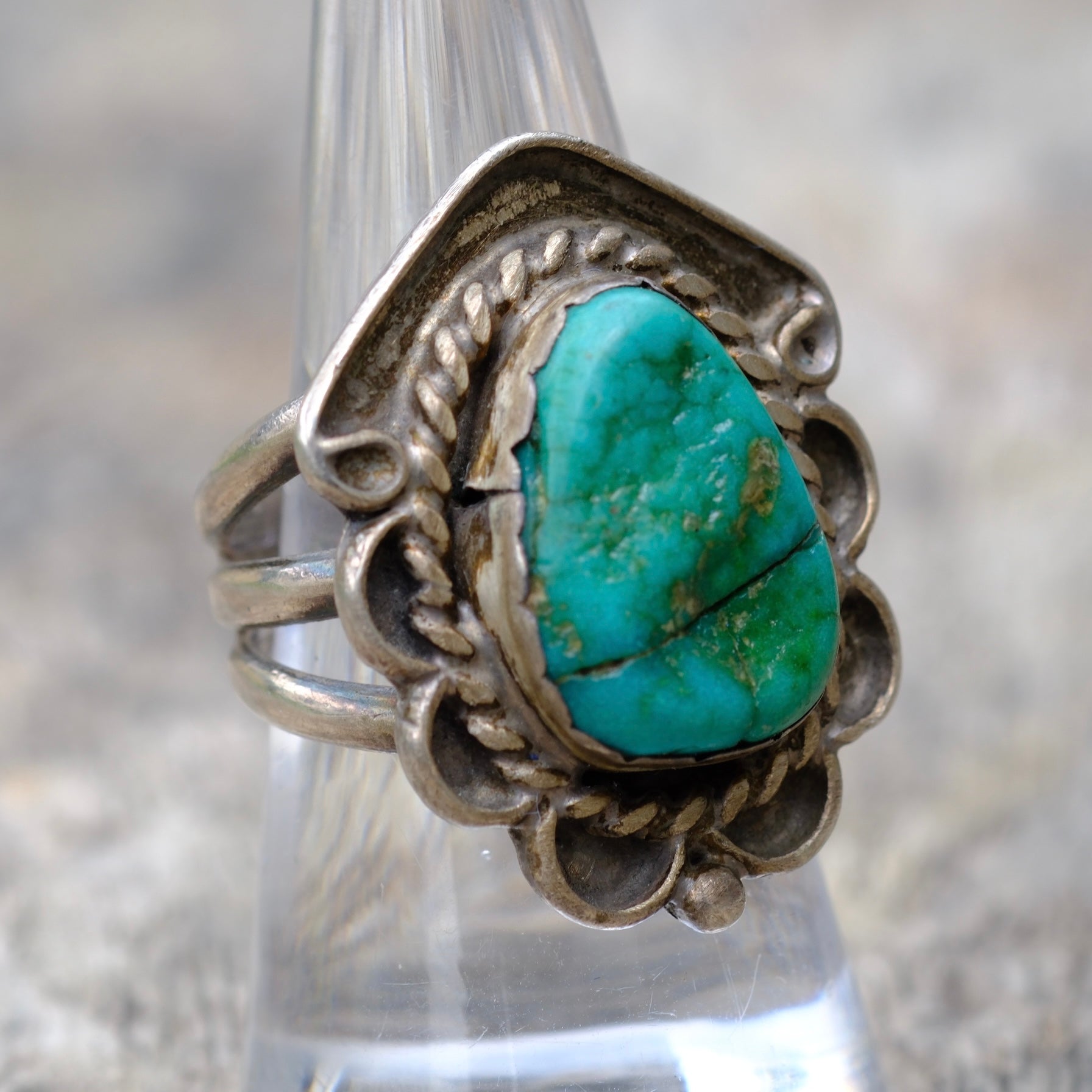 Vintage Sterling Turquoise Ring 7.75