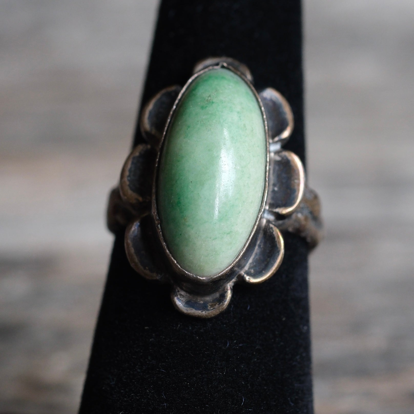 Vintage Sterling Turquoise Florette Ring 6.75