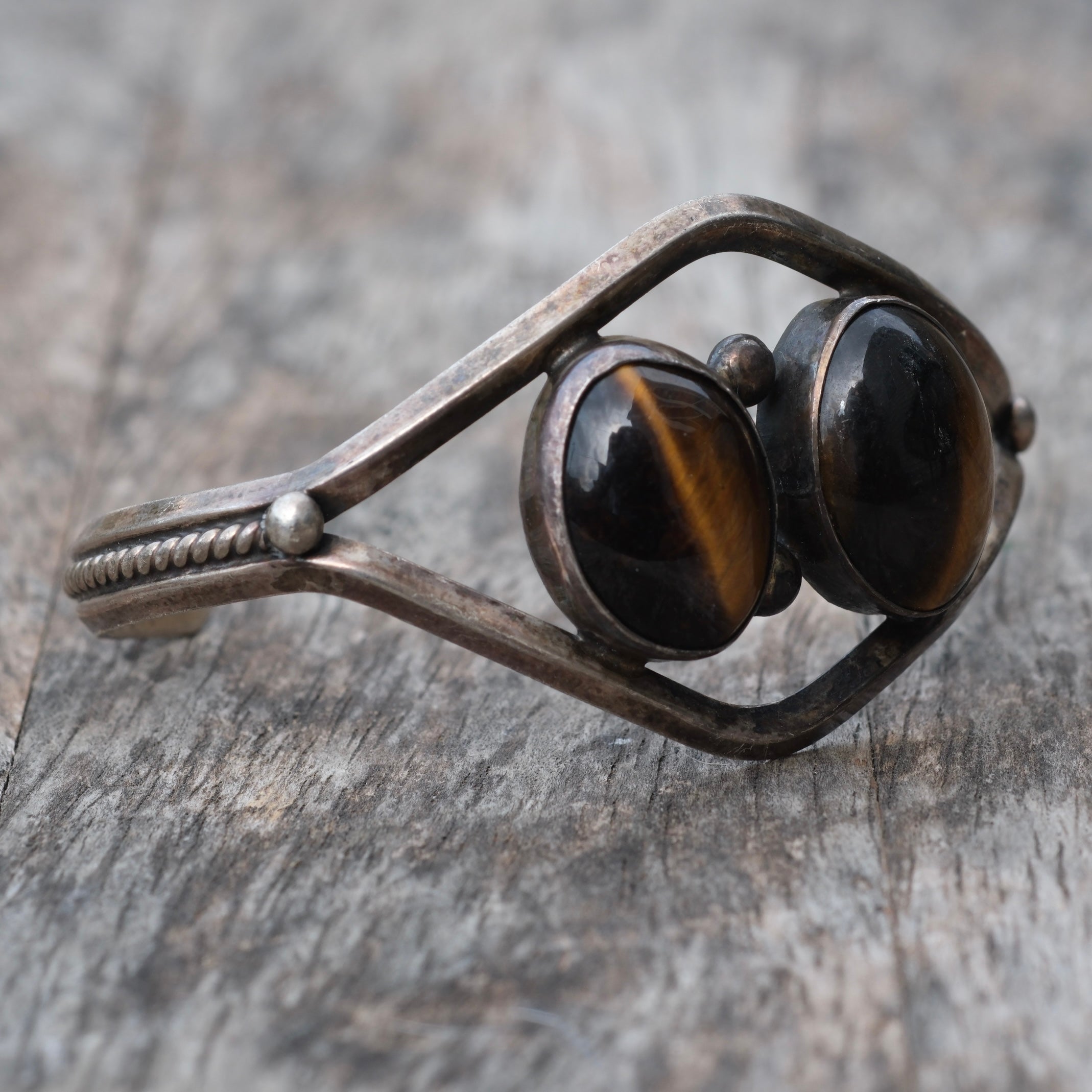 Vintage Sterling 2-Stone Tigers Eye Cuff