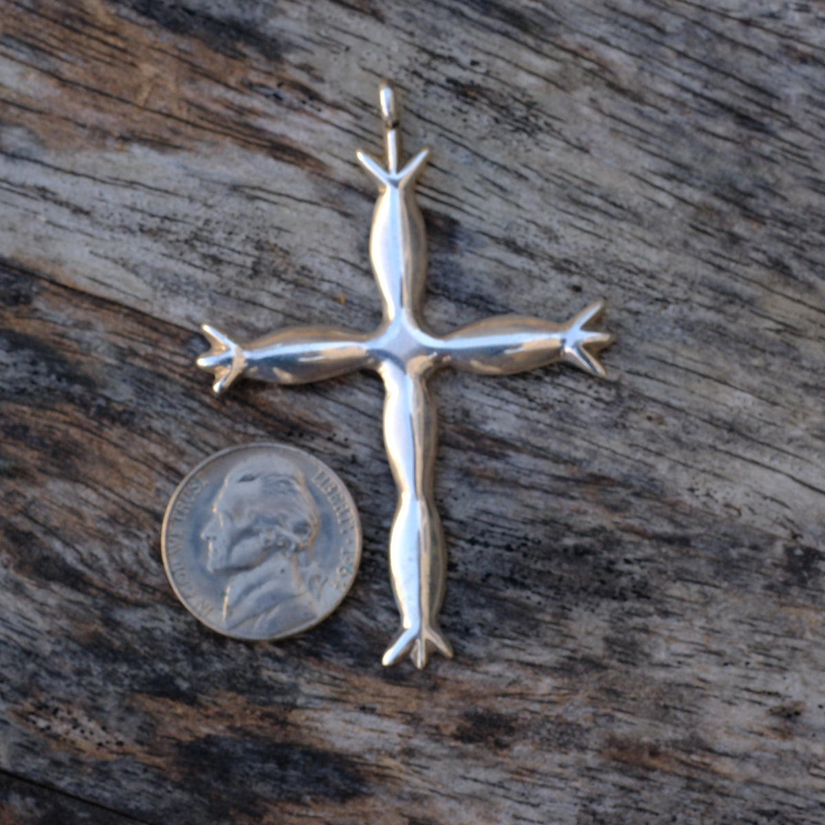 Vintage Sterling Silver Sand Cast Cross Pendant