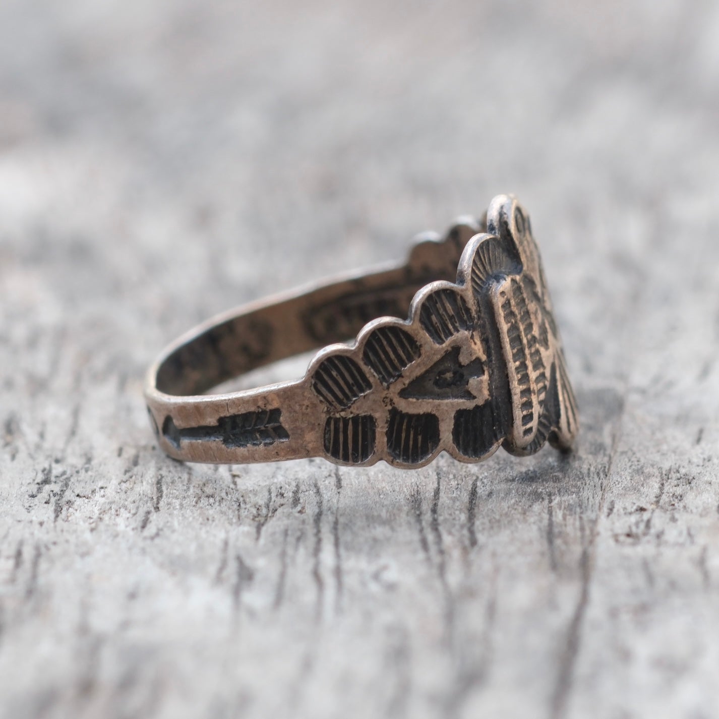 Vintage Sterling Silver Thunderbird Ring 6.75
