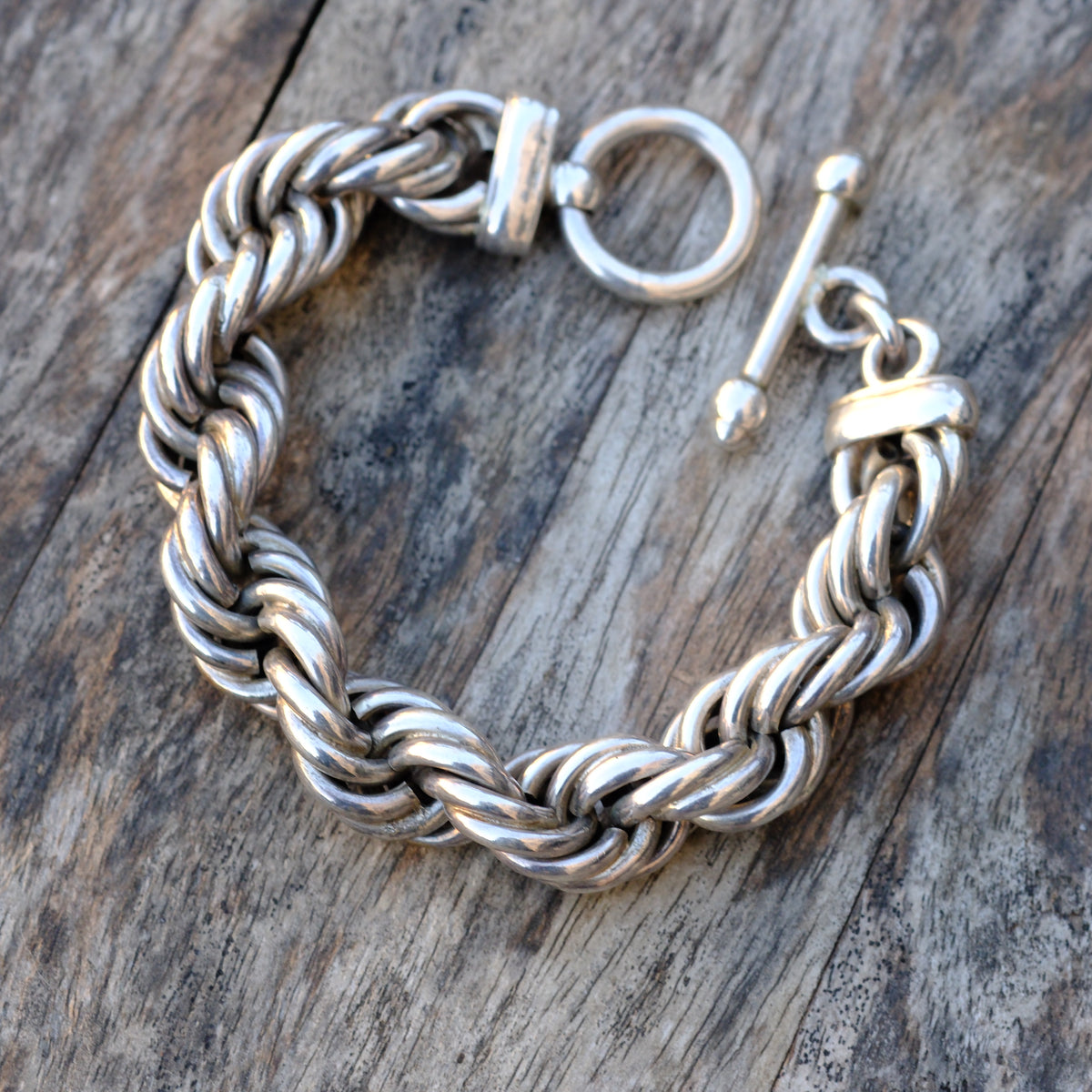 HUGE Vintage Sterling Silver 9" Woven Chain Bracelet 115.5 Grams