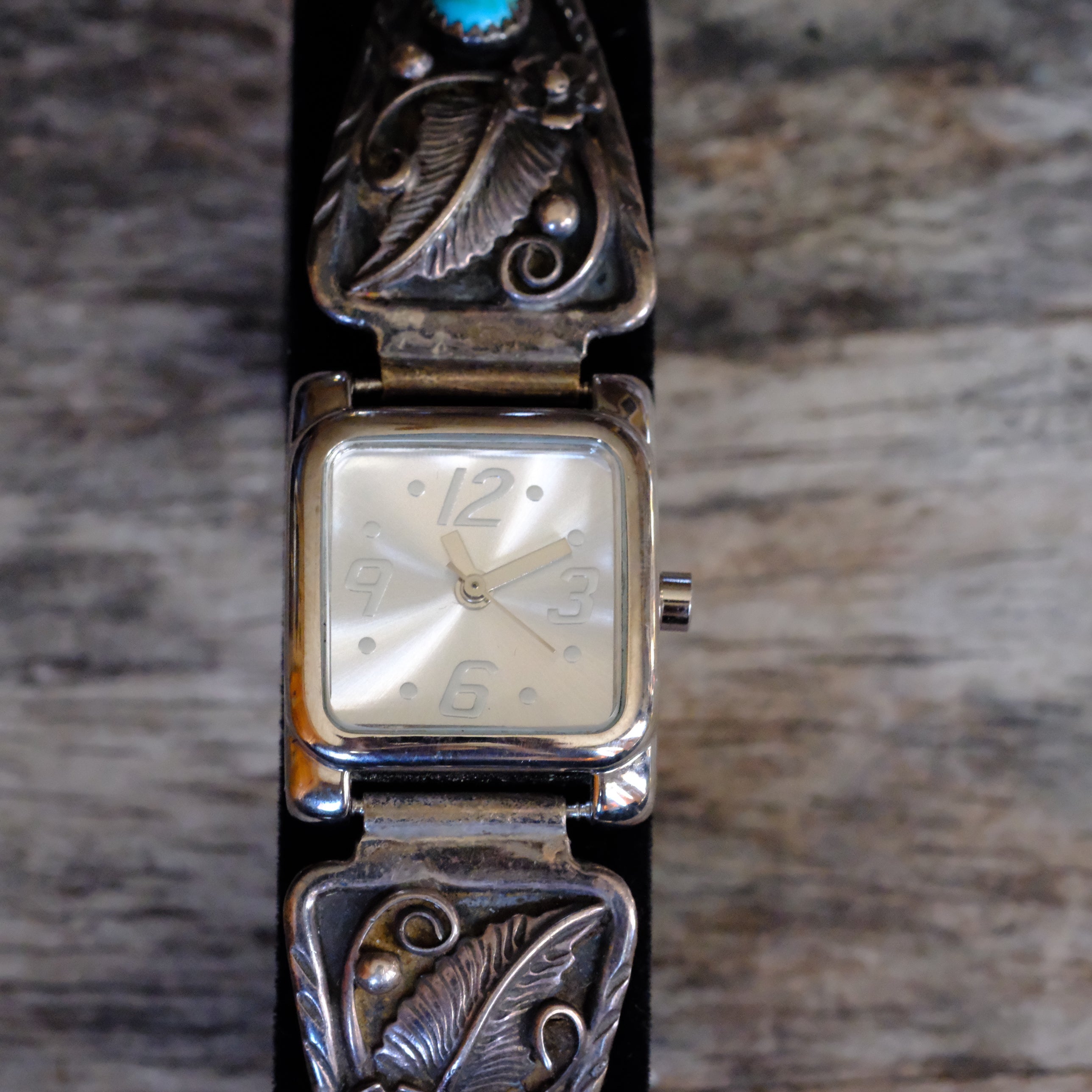 Vintage Sterling Turquoise Feather Watch