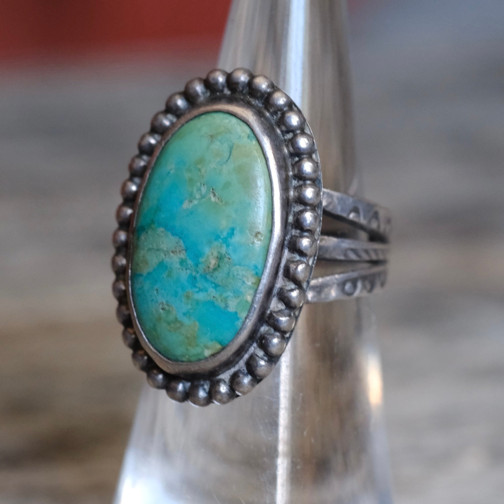 Vintage Sterling Turquoise Ring 5.25
