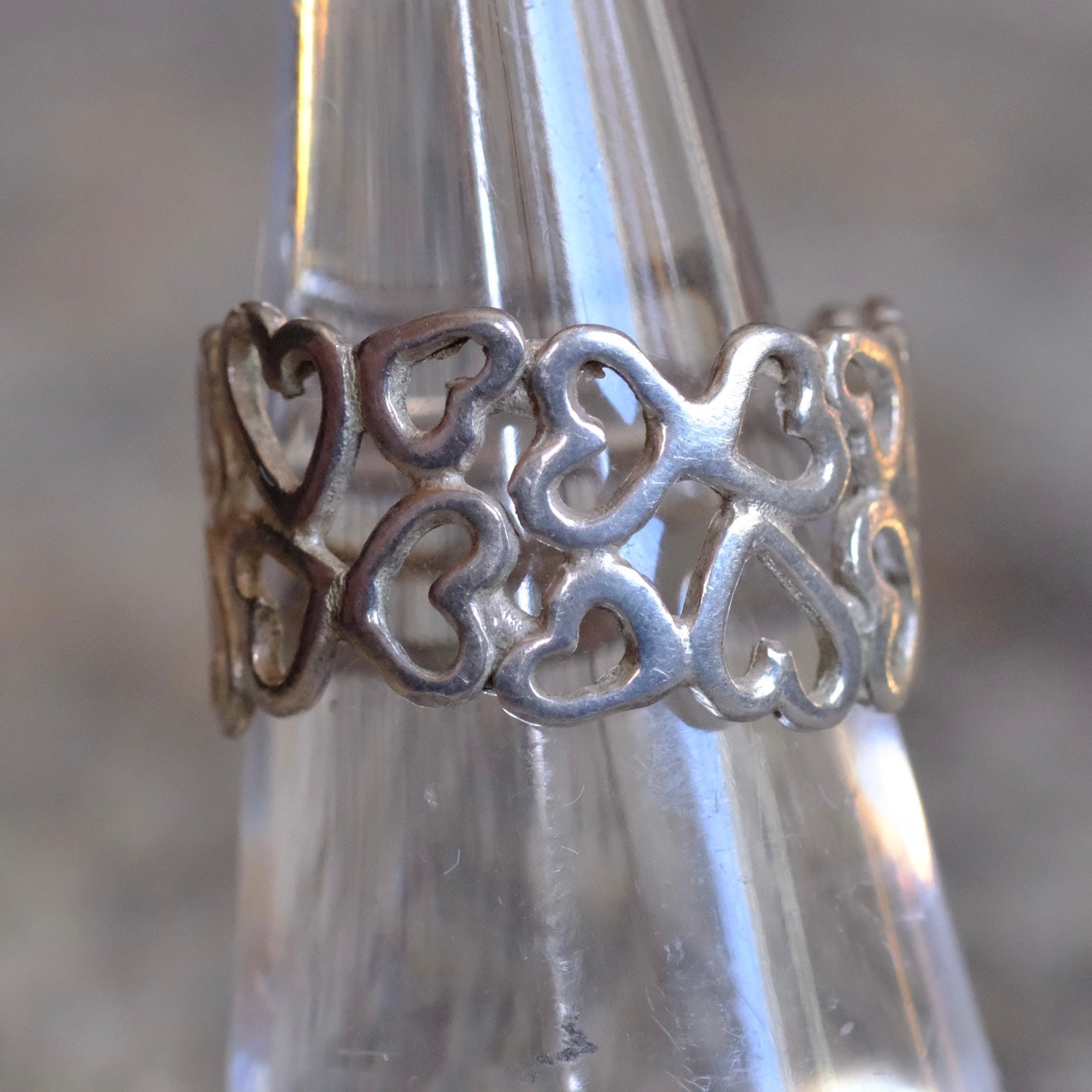 Vintage Sterling Heart Ring 6.5
