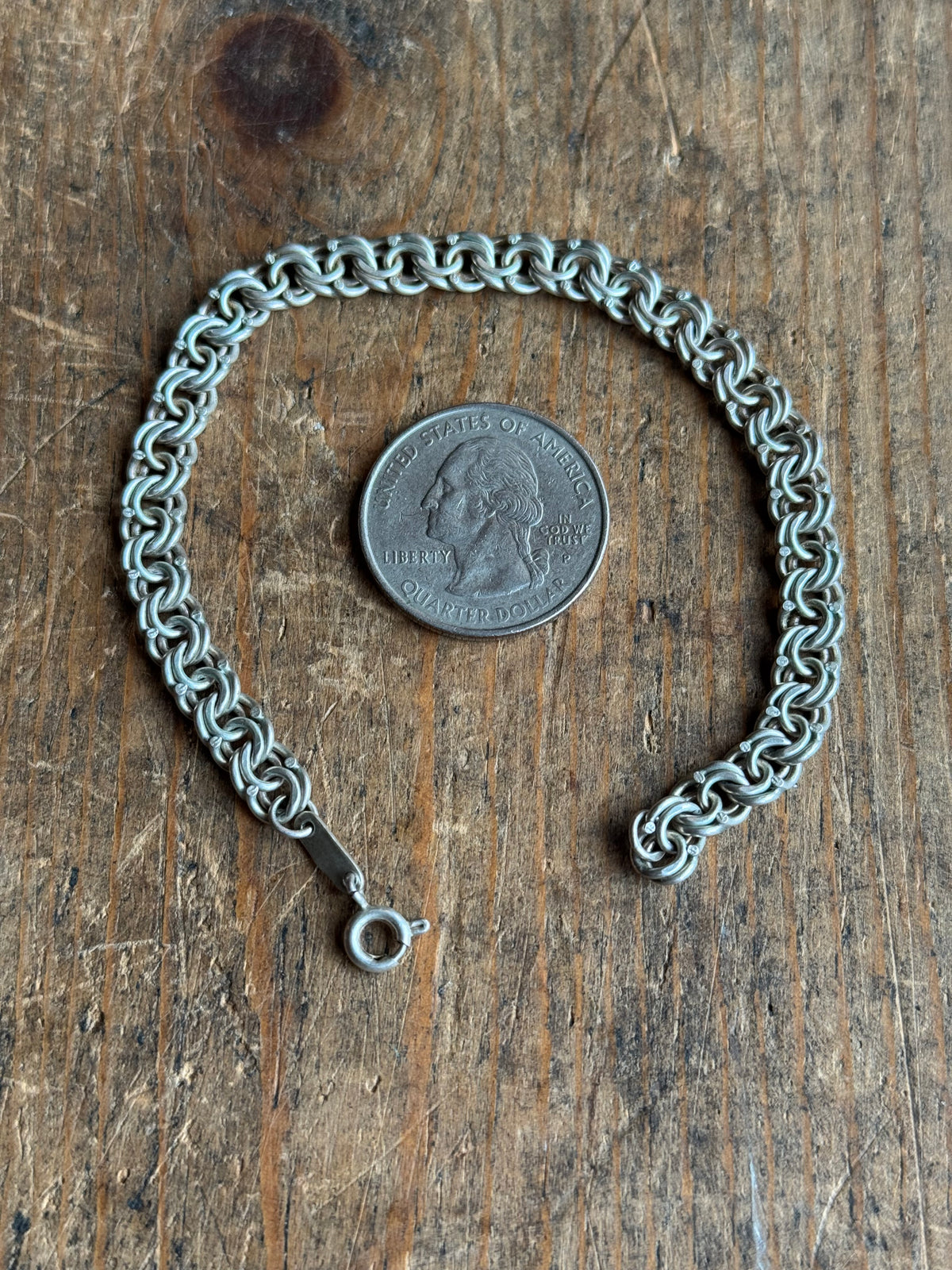 Vintage Sterling Silver Double Link Chain Bracelet