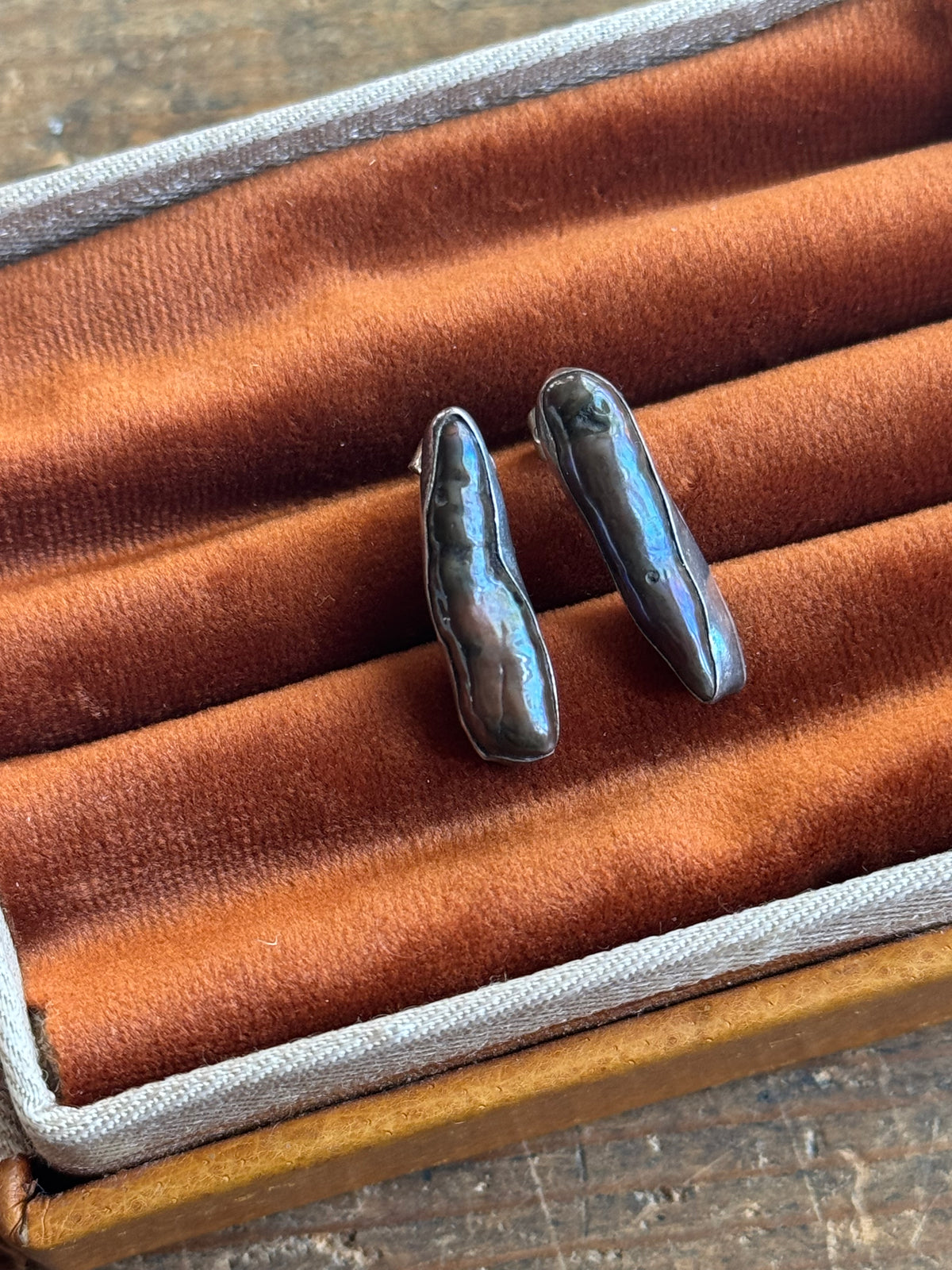 Vintage Sterling Silver Raw Pearl Earrings