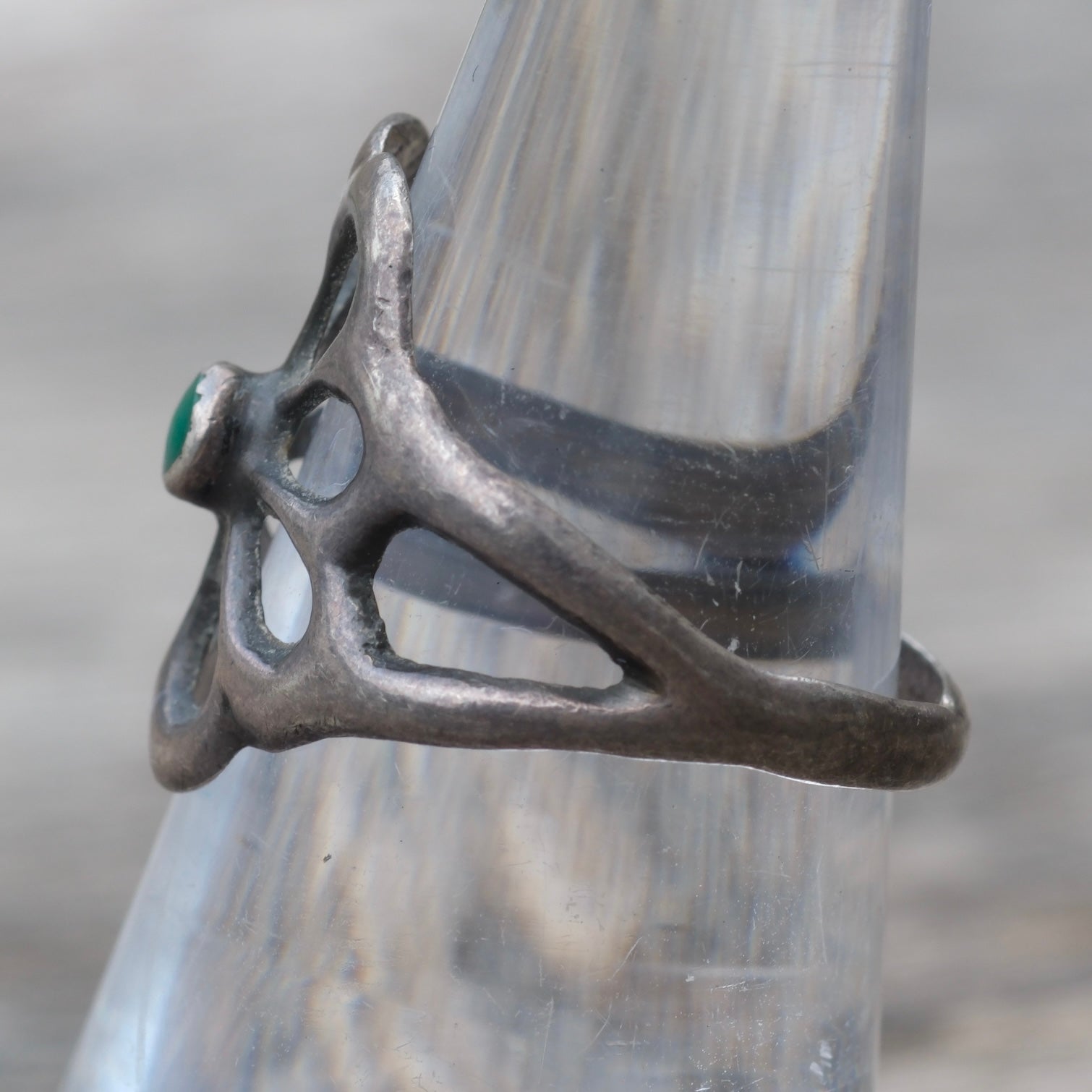 Vintage Sterling Turquoise Sandcast Ring 5.5
