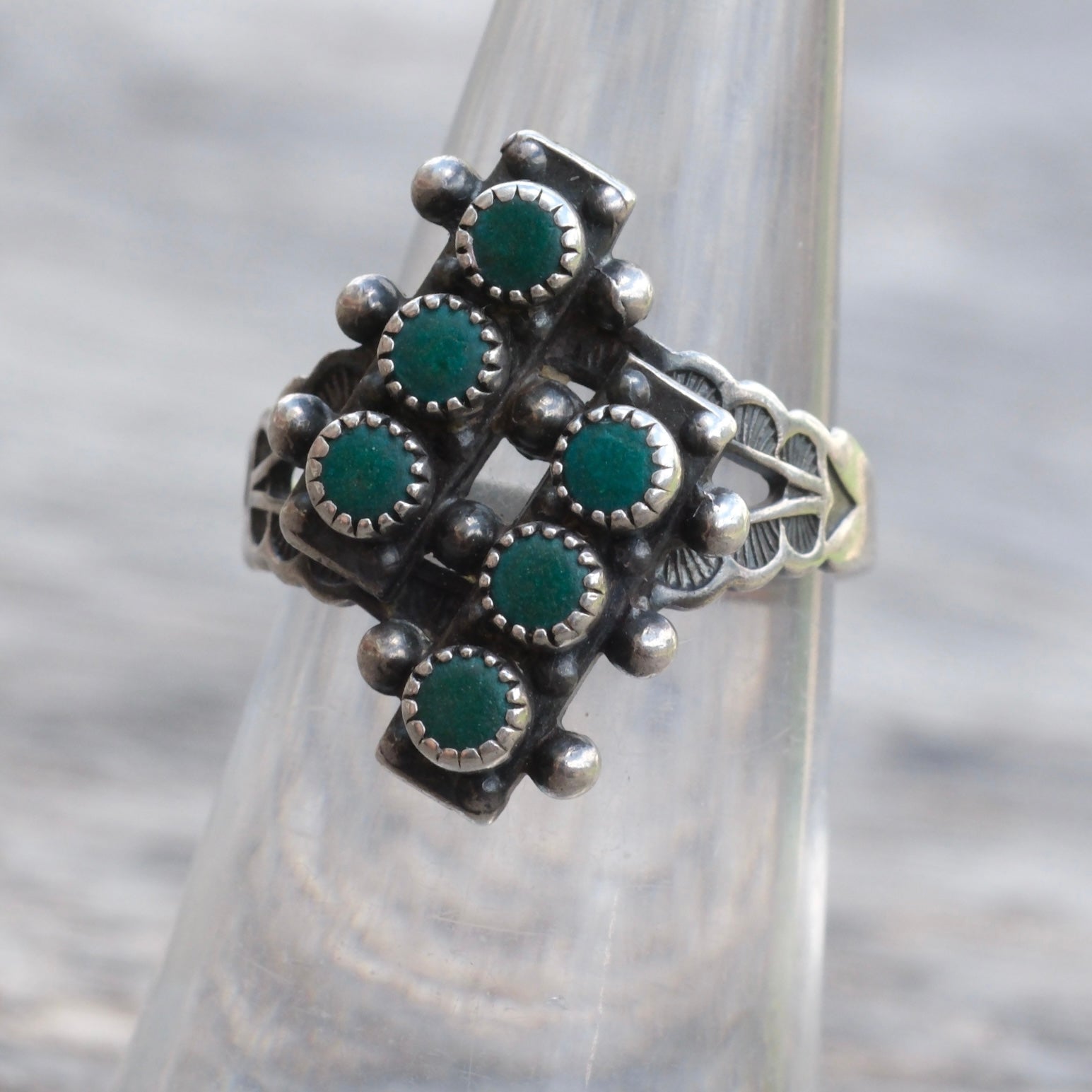 Vintage Sterling Snake Eye Turquoise Ring 6