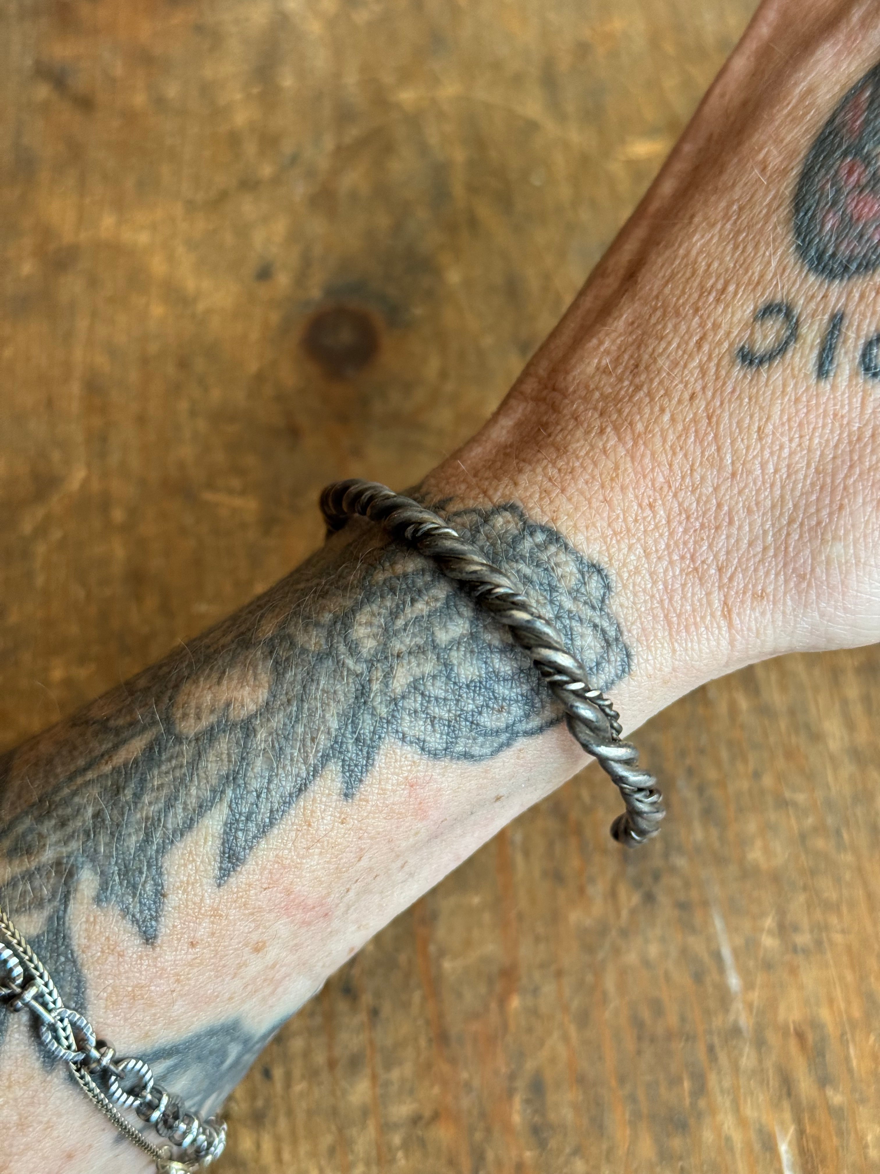 Vintage Sterling Silver Twisted Rope Cuff