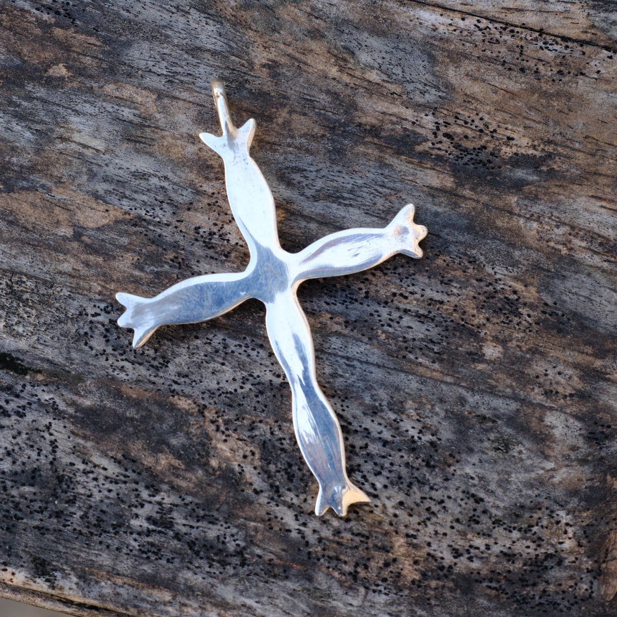 Vintage Sterling Silver Sand Cast Cross Pendant
