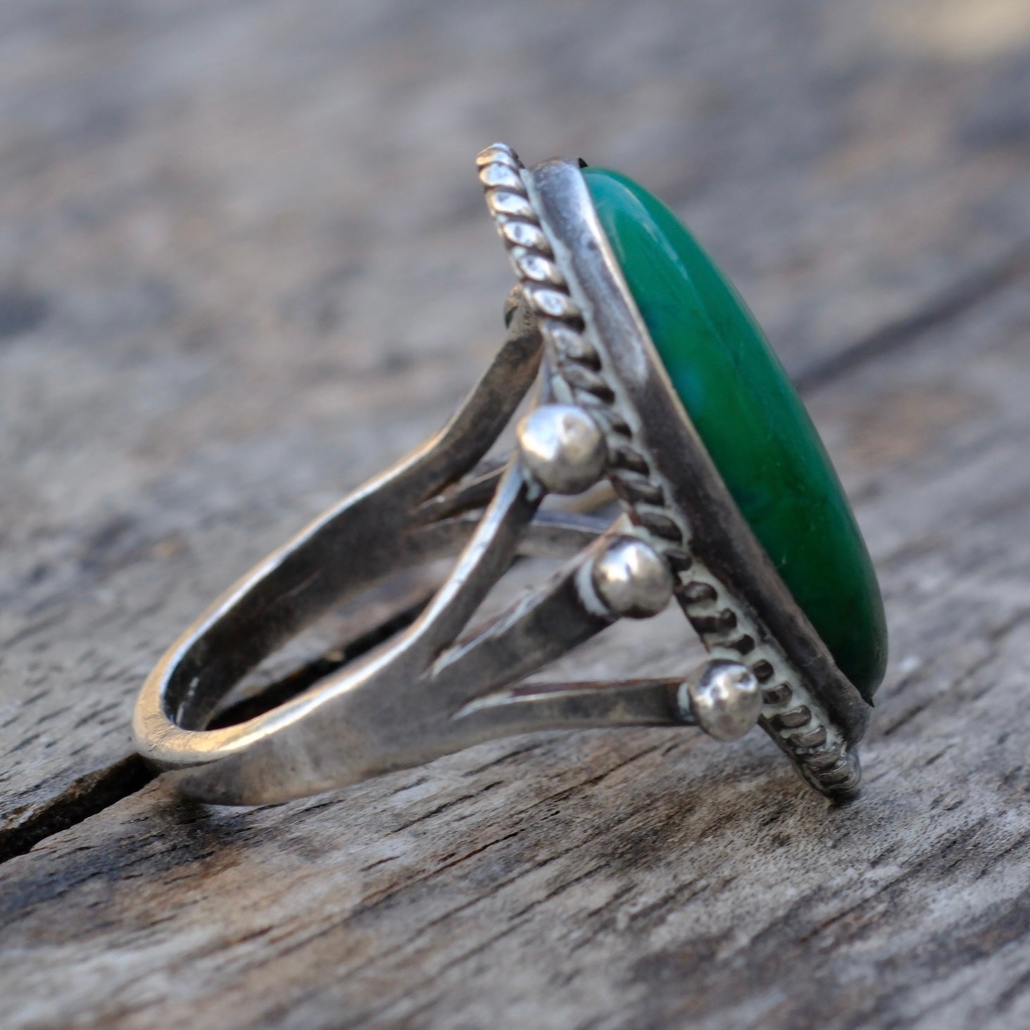 Vintage Sterling Turquoise Roper Ring 7.5