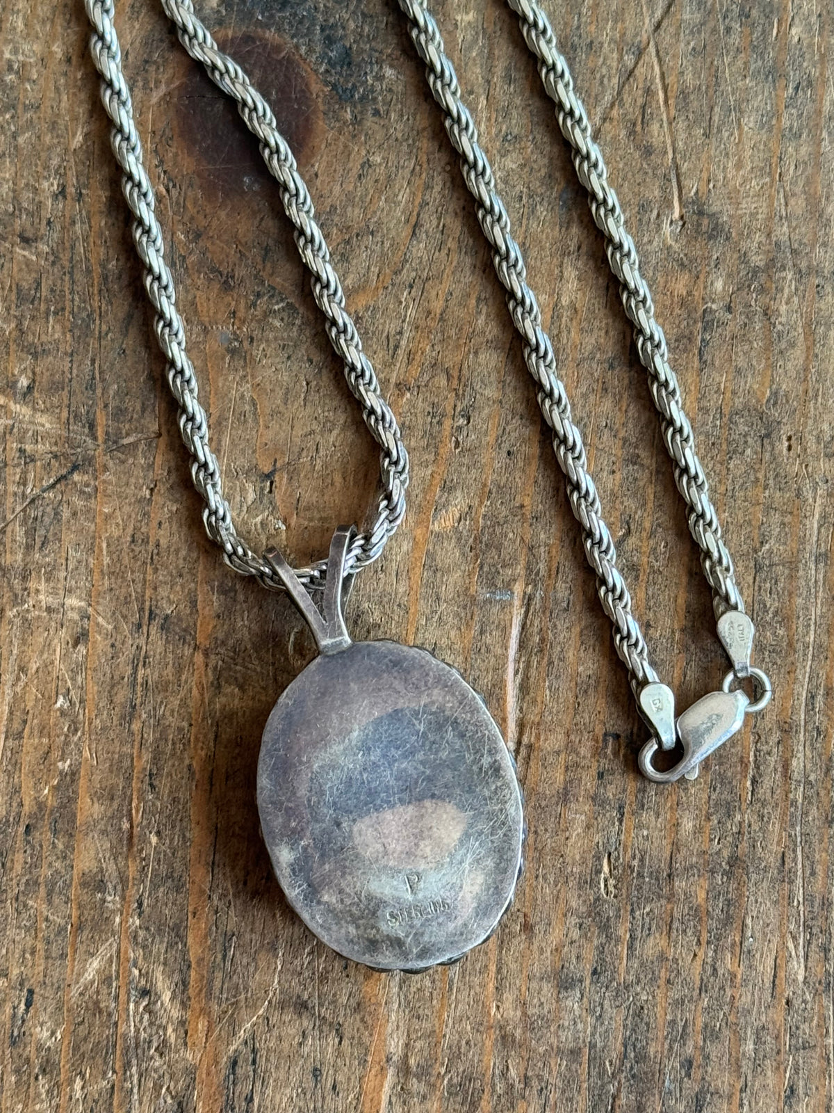 Vintage Sterling Silver Chunky Roped Turquoise Necklace