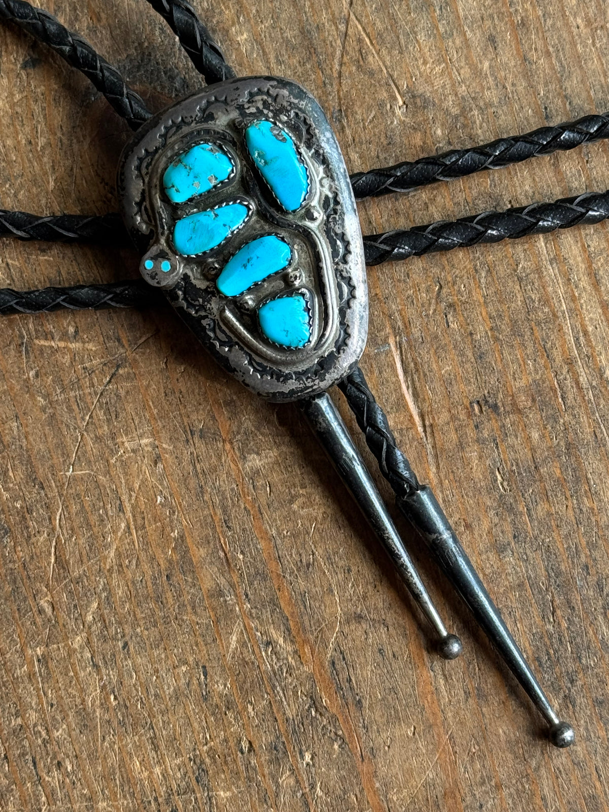 Vintage Sterling Silver Turquoise Effie C. Snake Bolo