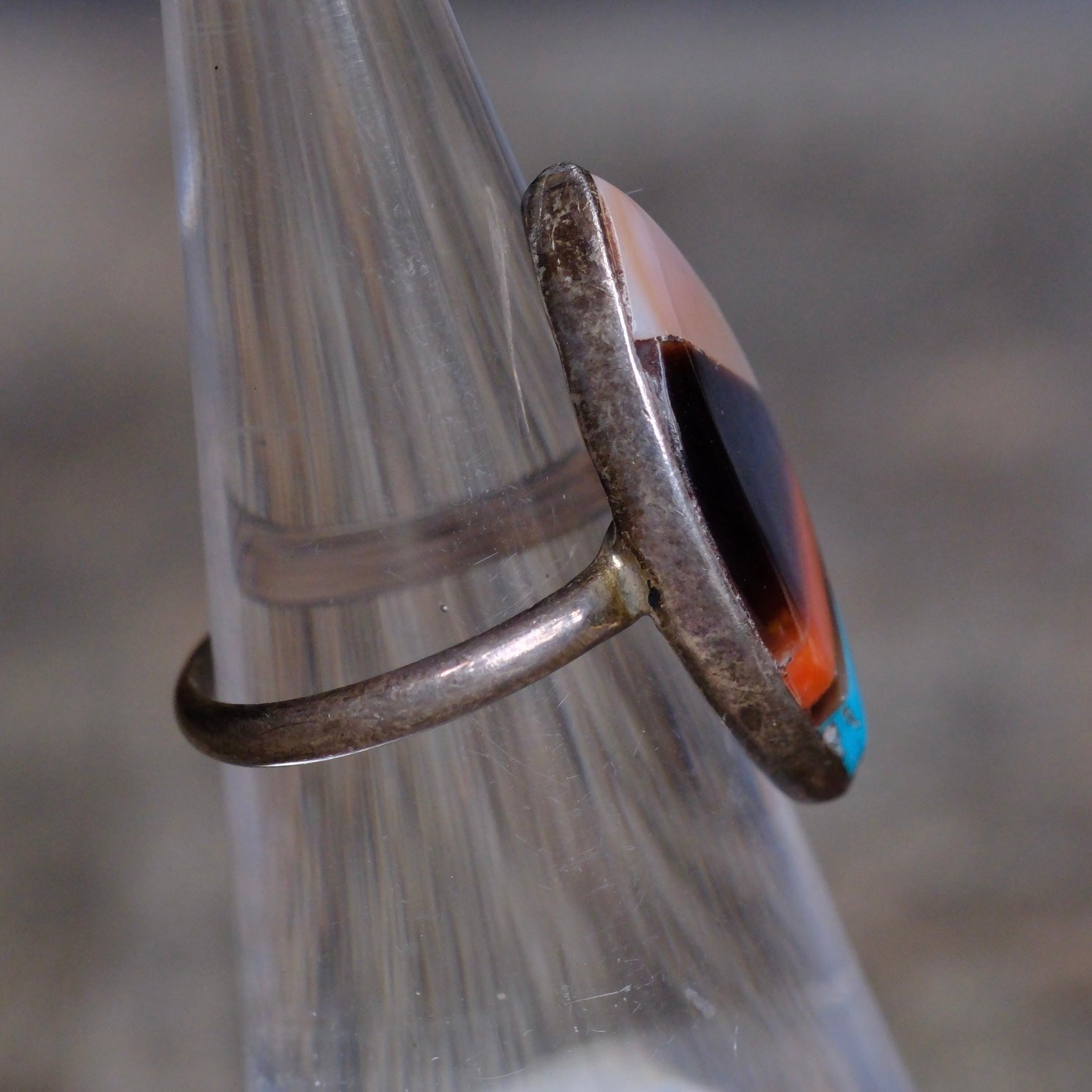 Vintage Sterling Zuni Inlay Ring 4