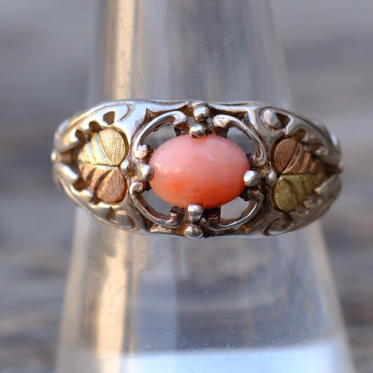 Vintage Sterling and Gold Spiny Oyster Ring 8.75