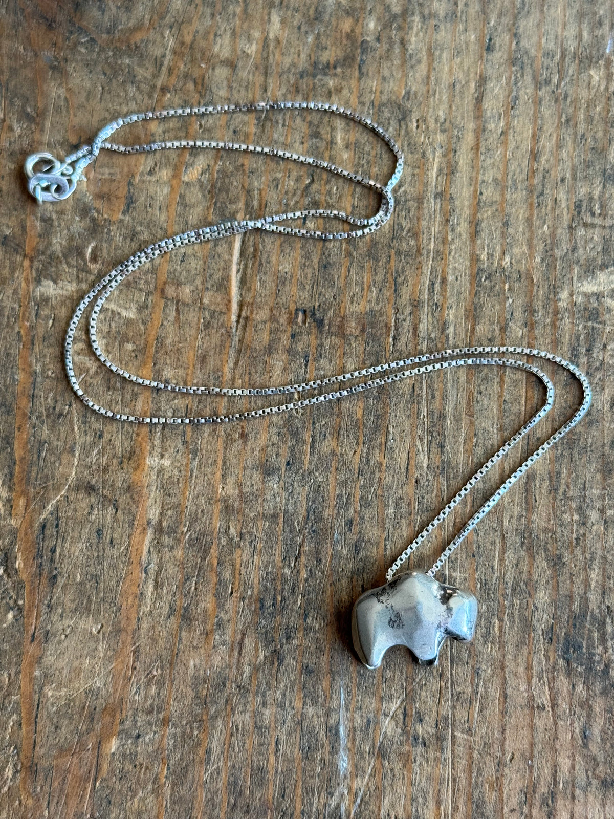 Vintage Sterling Silver Buffalo Necklace