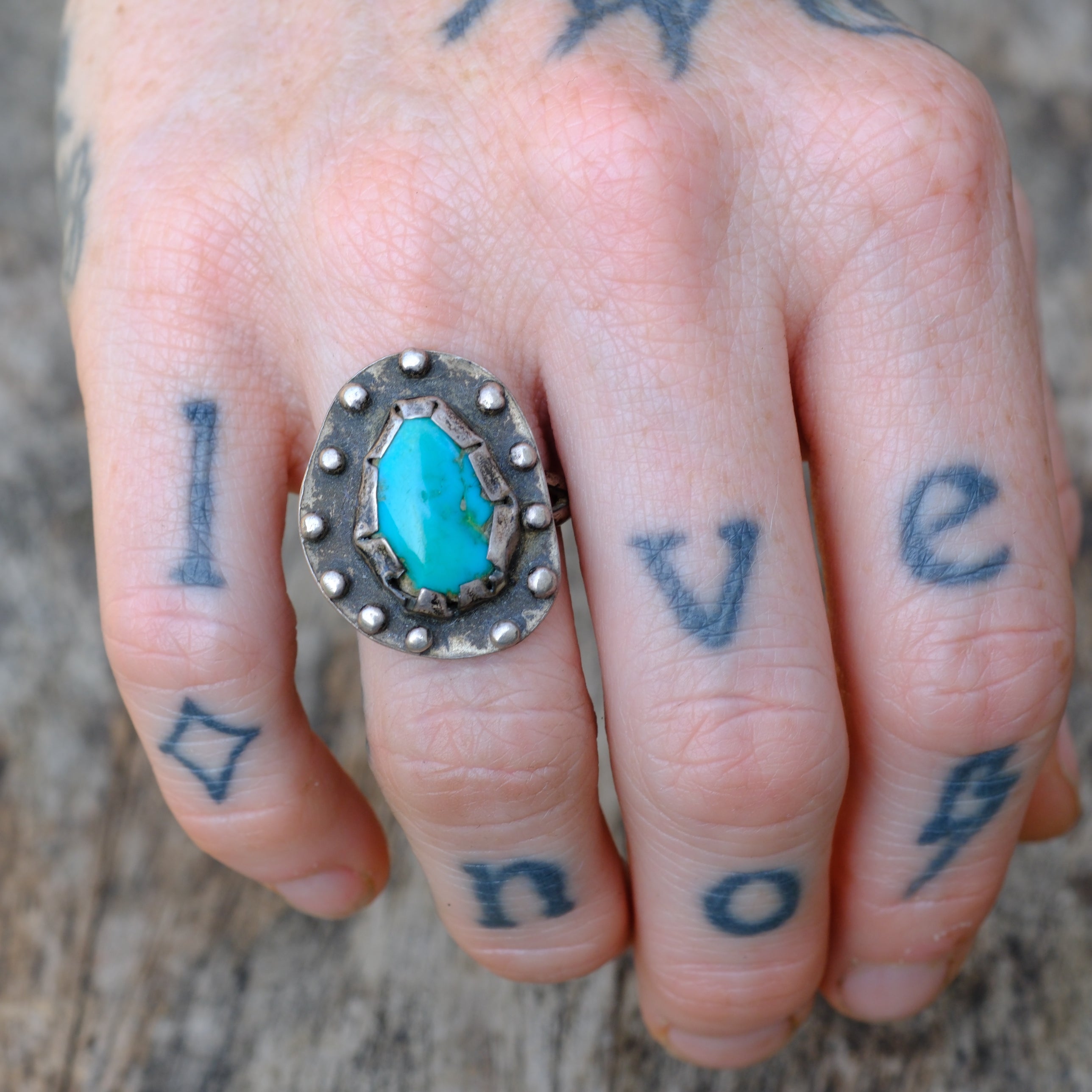 Vintage Sterling Turquoise Ring 6.5