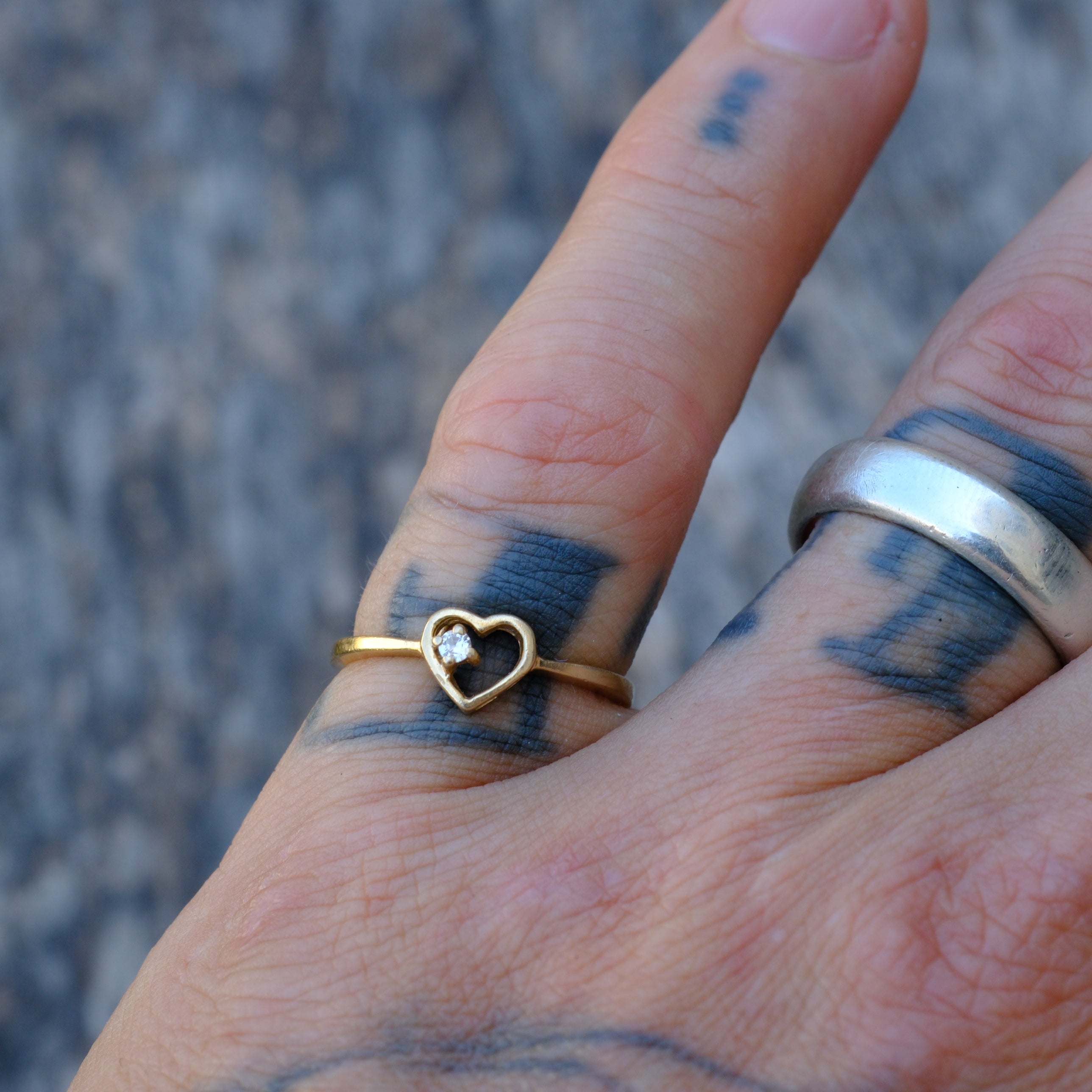 Vintage 14K Gold Diamond Heart Ring 6.25