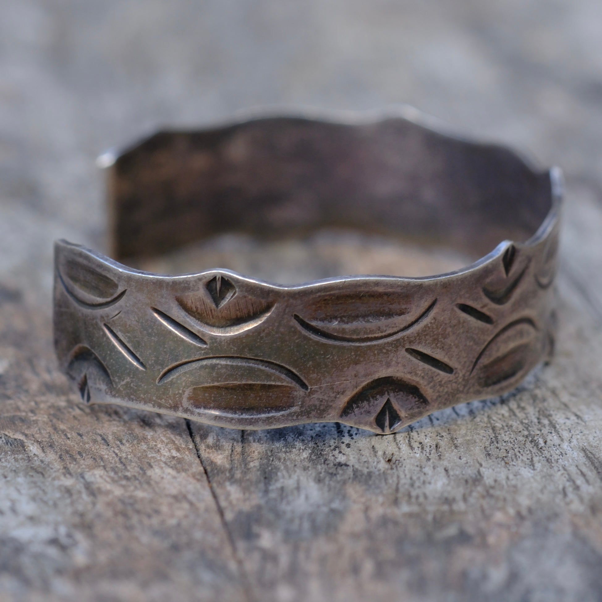 Vintage Sterling Silver Stamped Cuff Bracelet
