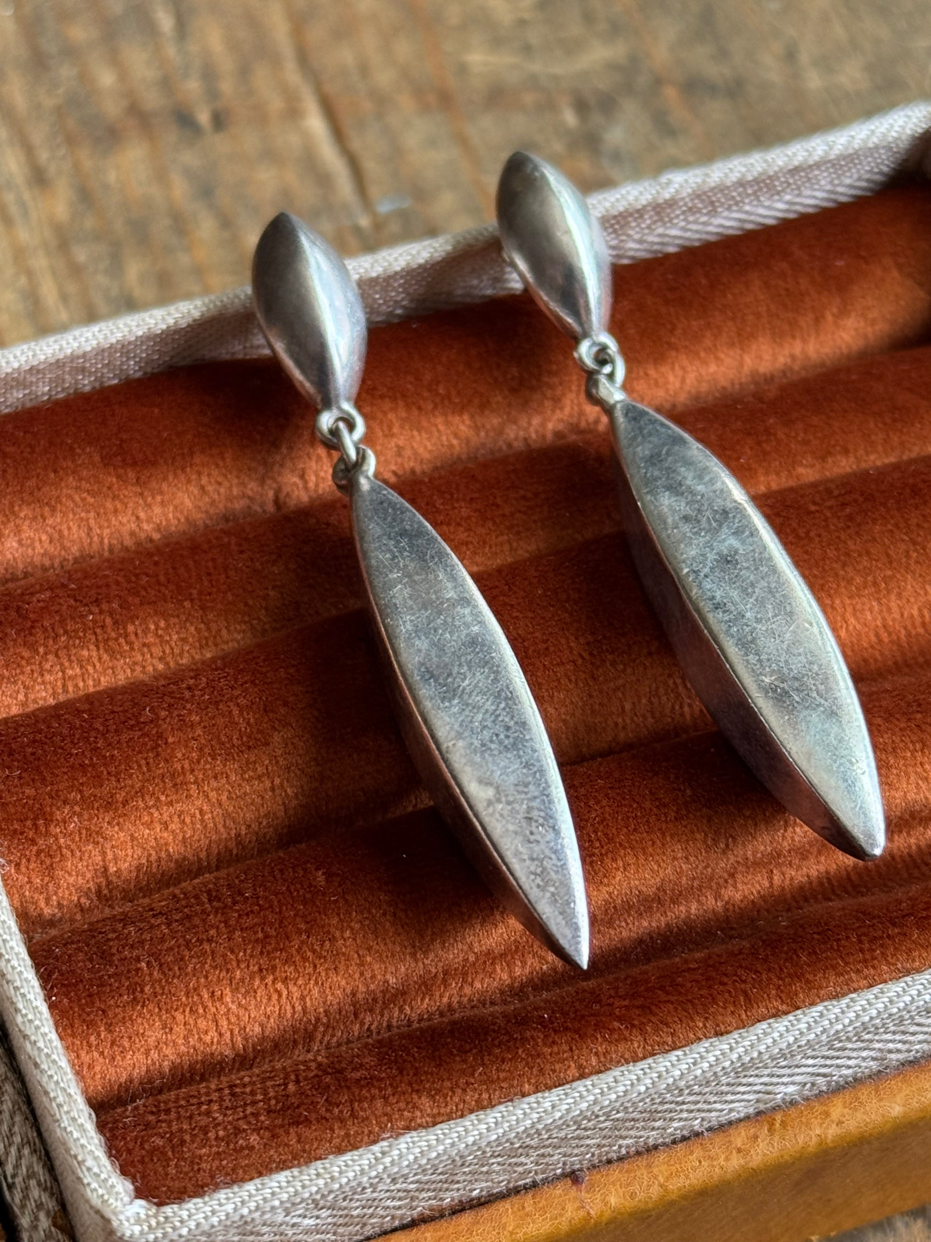 Vintage Sterling Silver Modernist Pillar Earrings