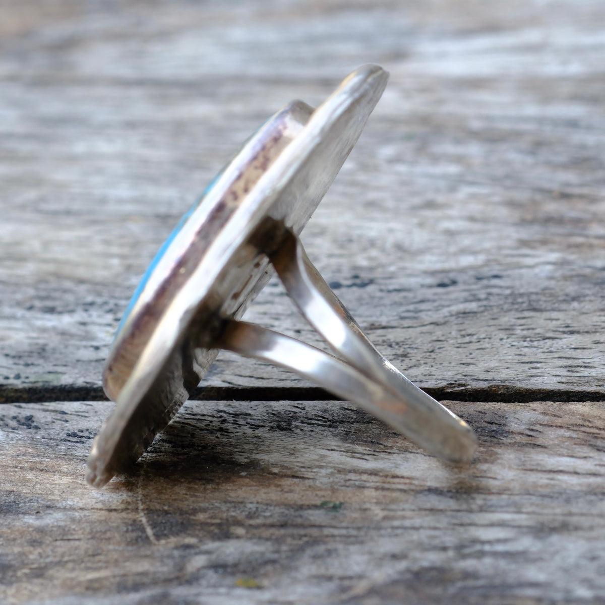 Vintage Sterling Turquoise Feather Ring 9.5