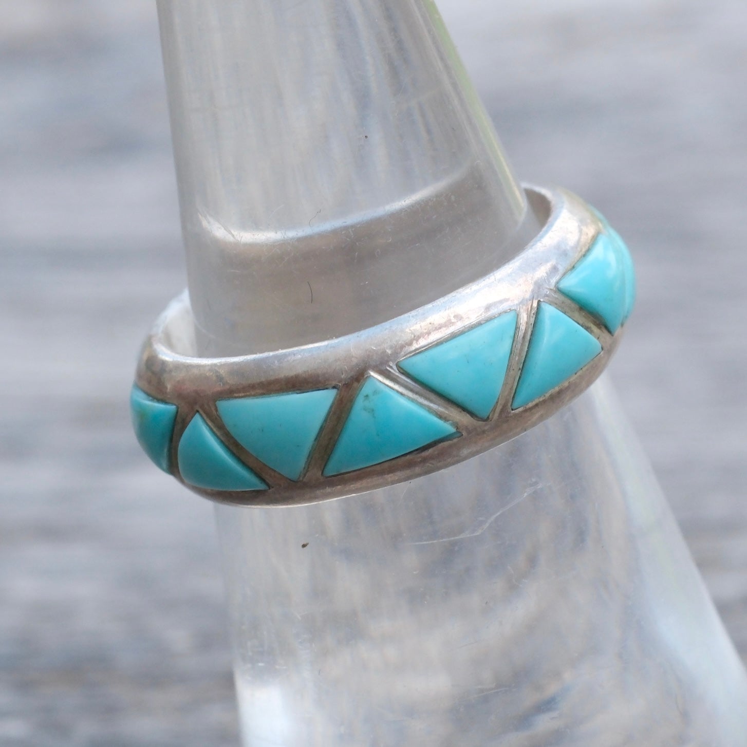 Vintage Sterling Turquoise Inlay Band Ring 6