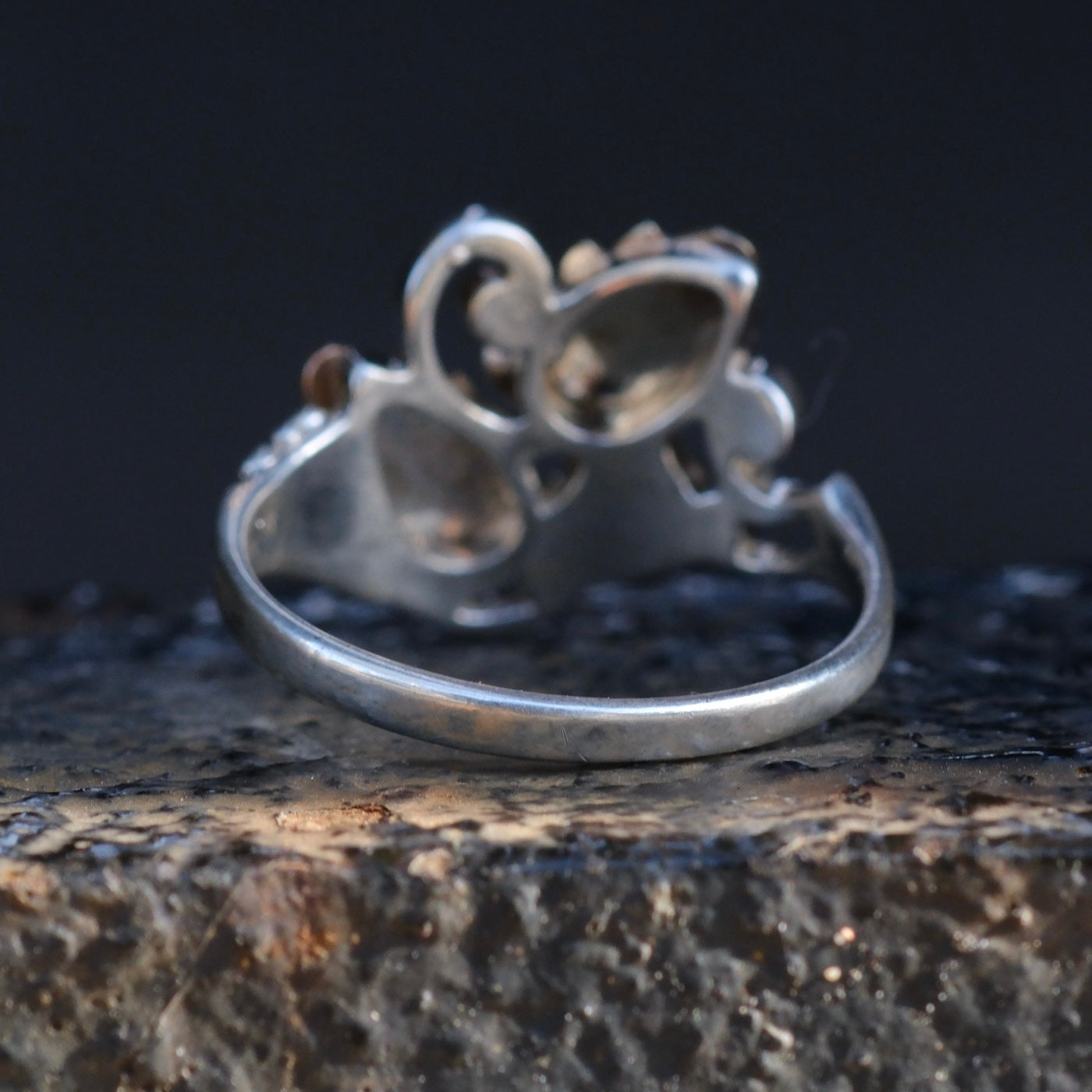Vintage Sterling and Gold Leaf Ring 7.25