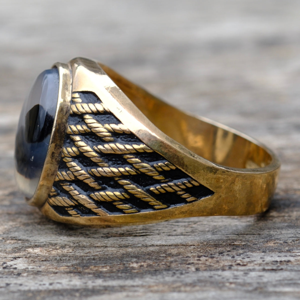 Vintage 10K Gold Filled Agate Signet Ring 13