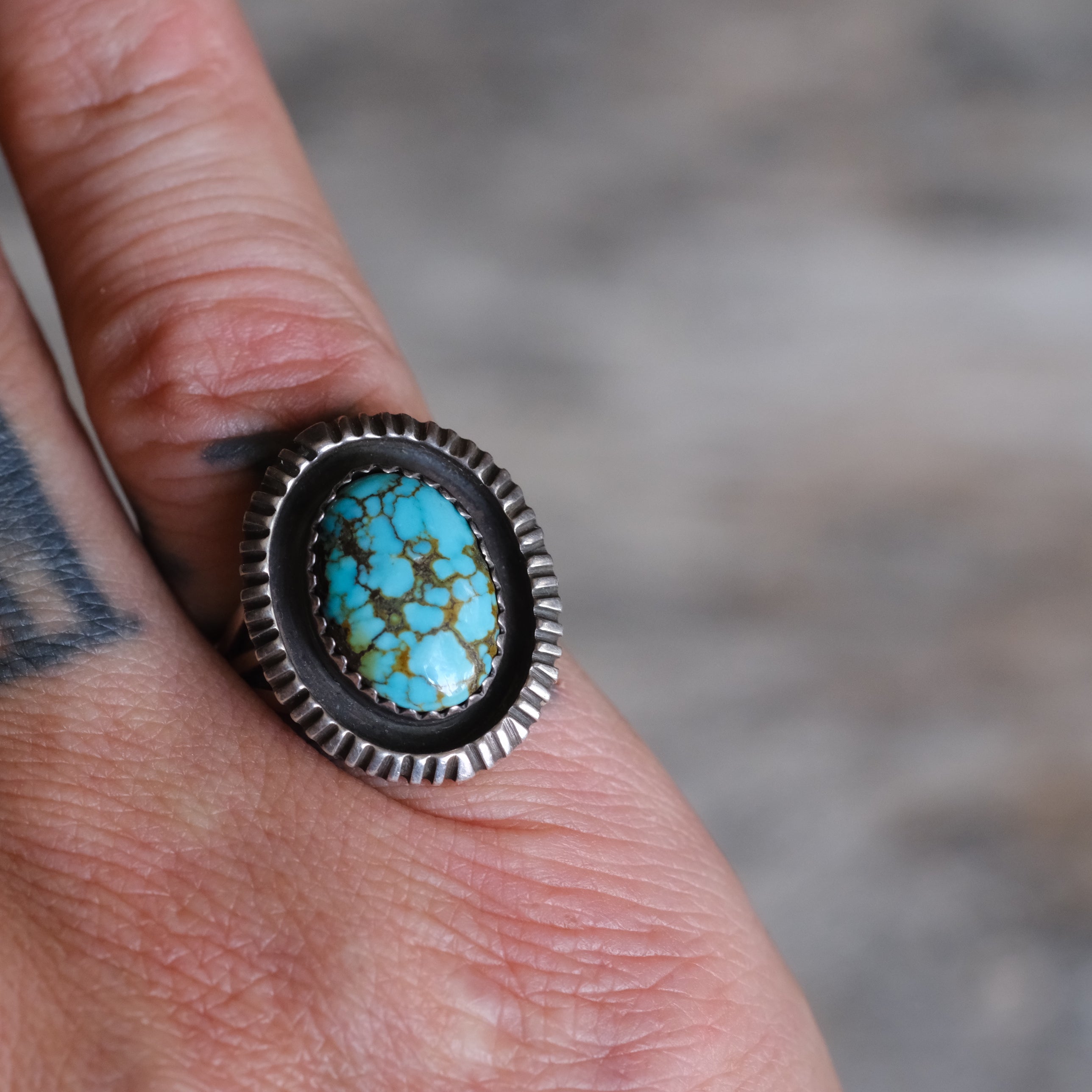 Vintage Sterling Turquoise Ring 6.5