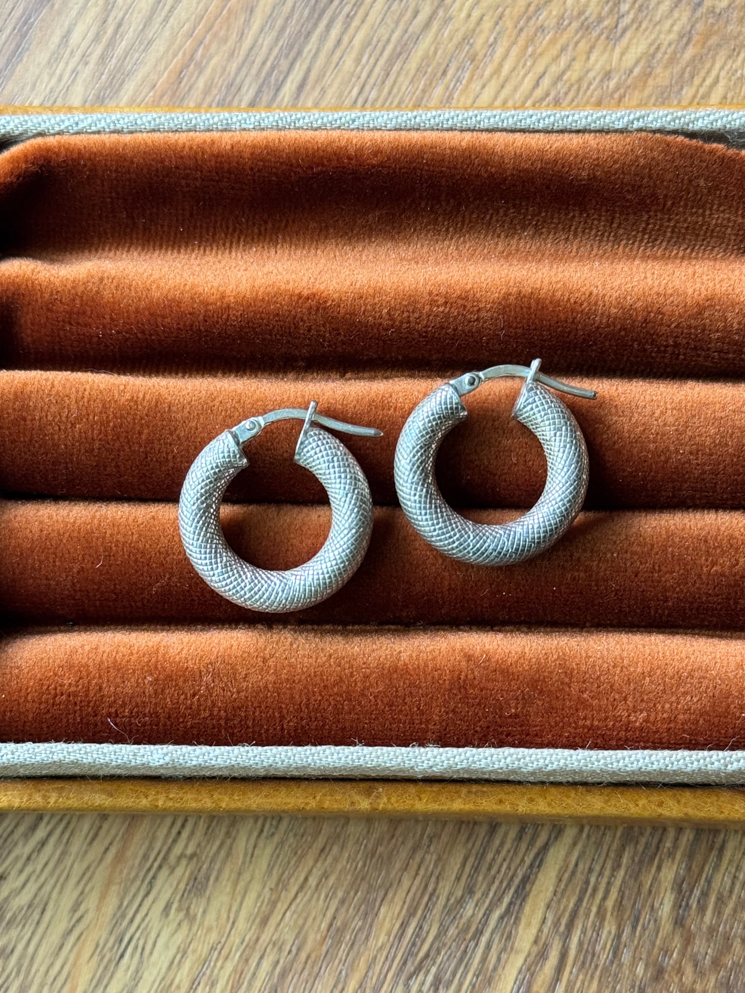 Vintage Sterling Silver Snakeskin Hoops