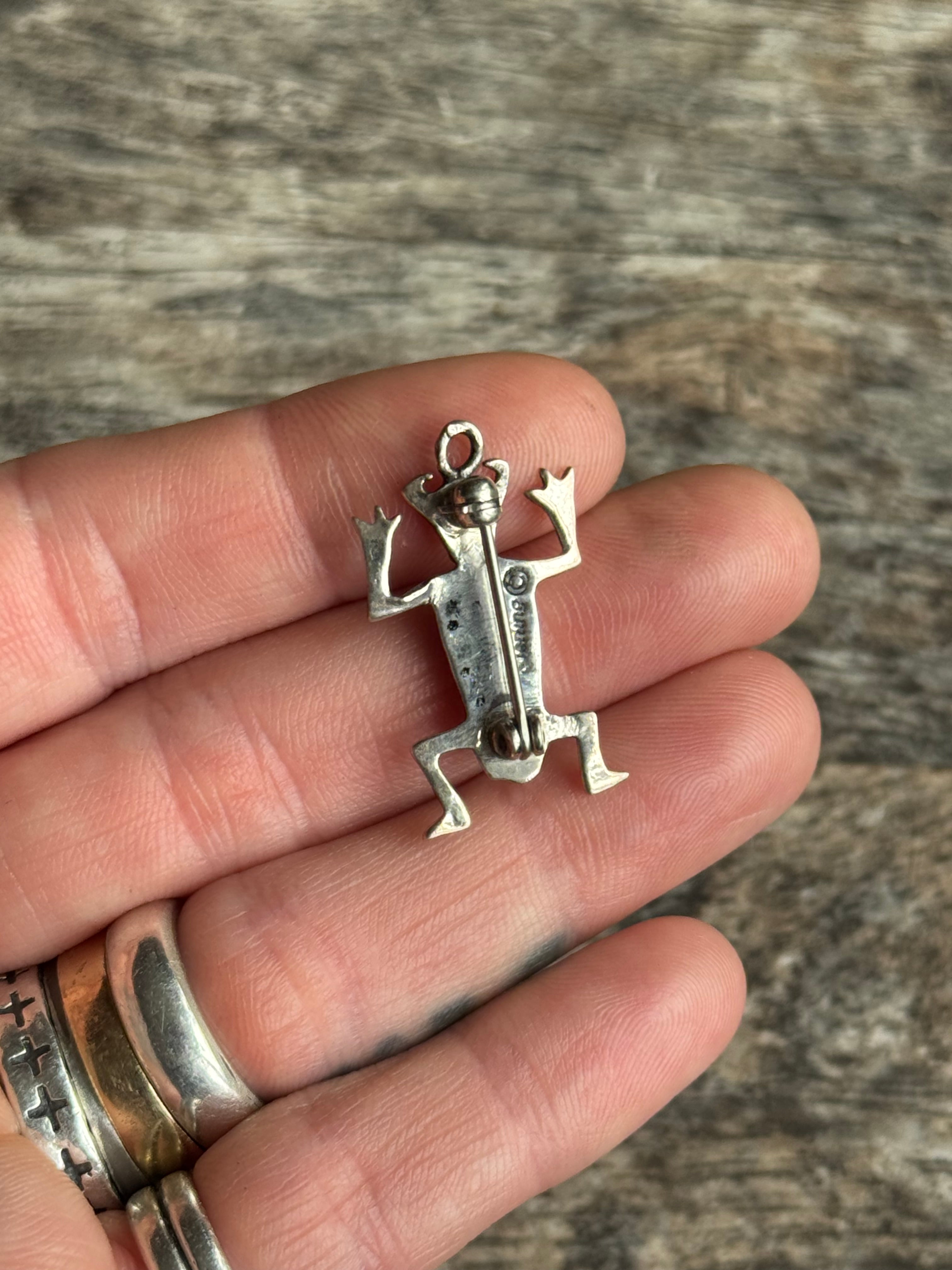 Vintage Sterling Silver Multistone Inlay Fetish Pin