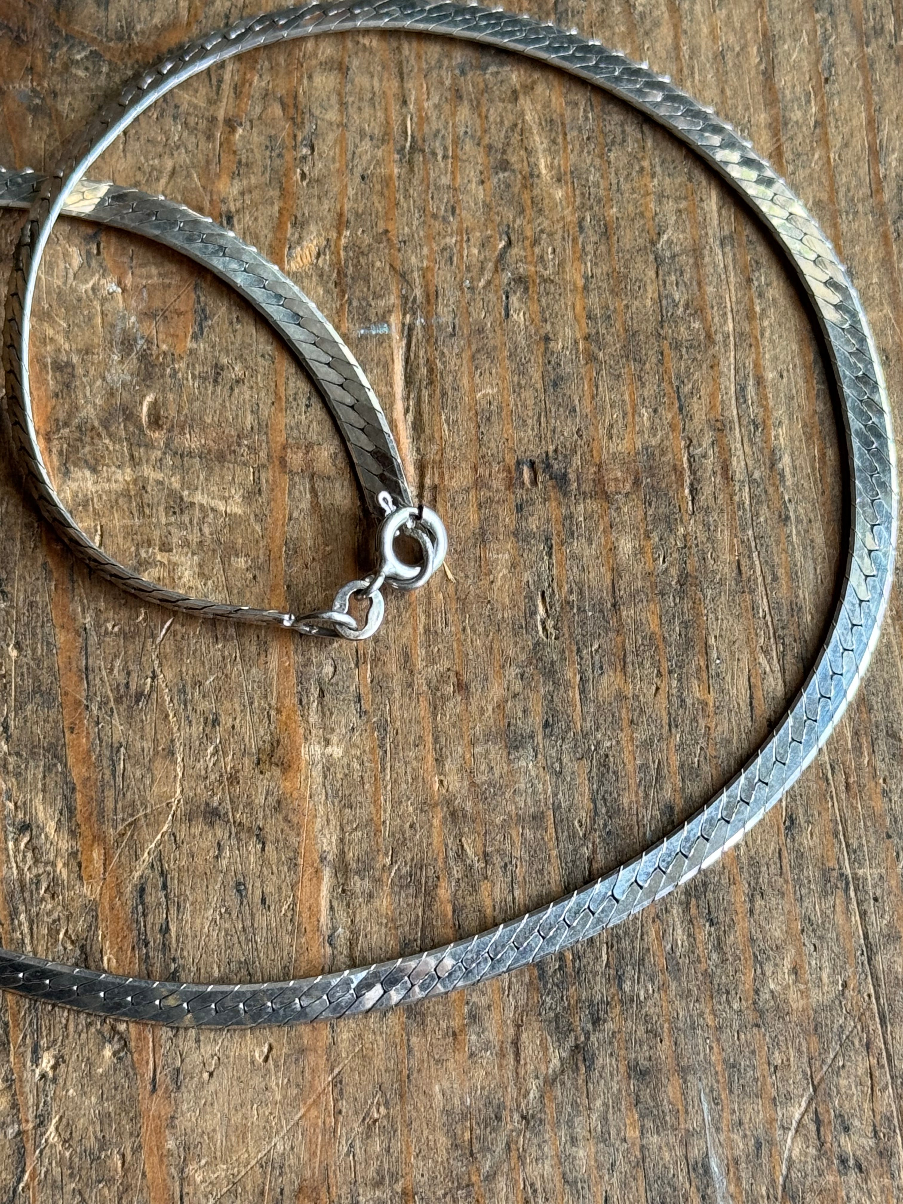 Vintage Sterling Silver 15” Herringbone Chain