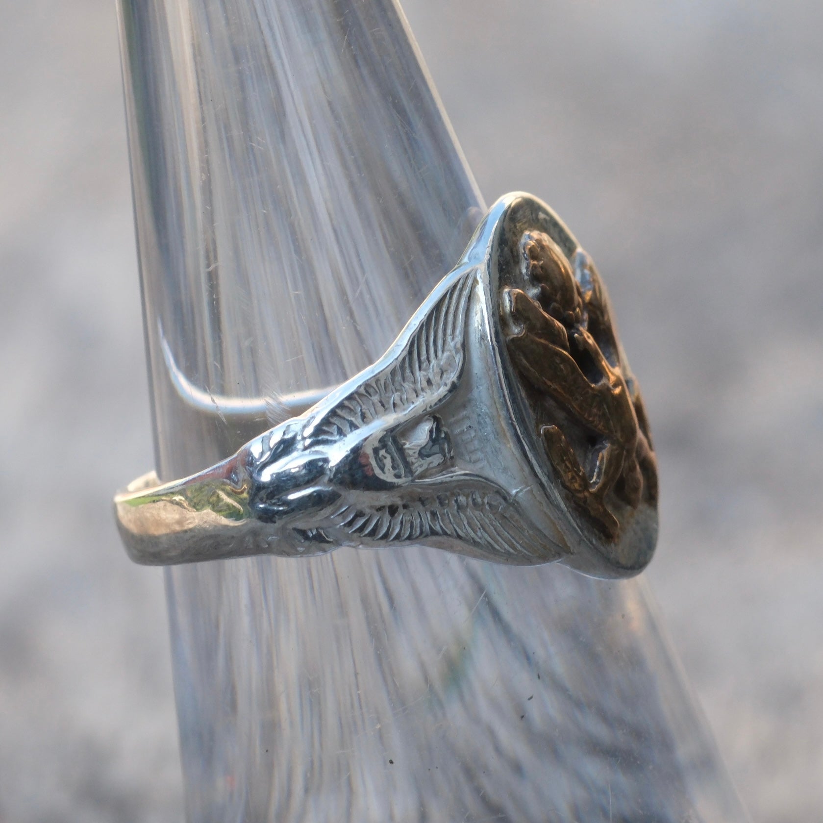 Vintage Sterling Military Signet Ring 5