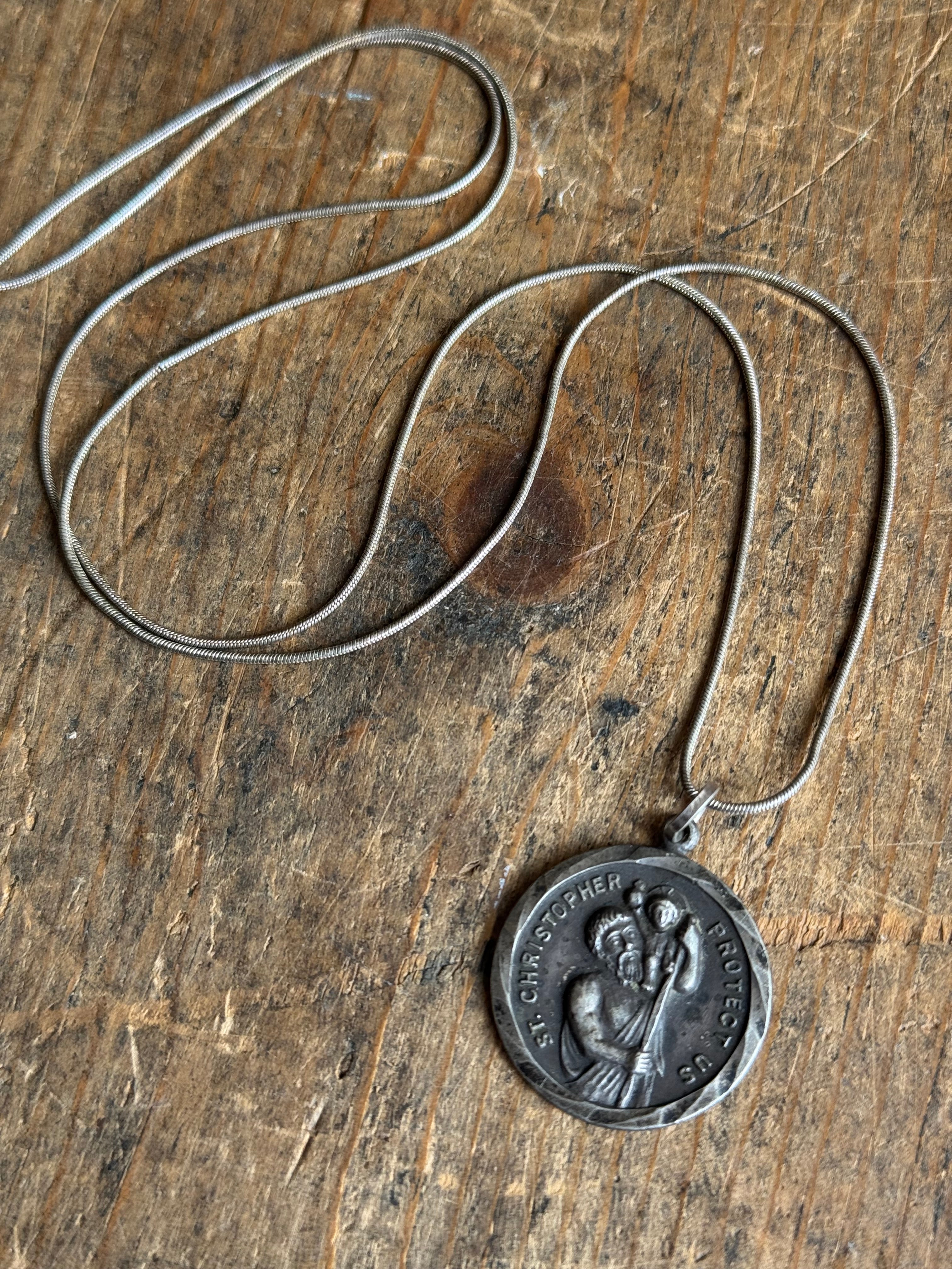 Vintage Sterling Silver St. Christopher Necklace