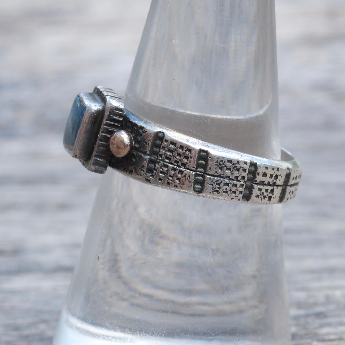 Vintage Sterling Labradorite Band Ring 7.75