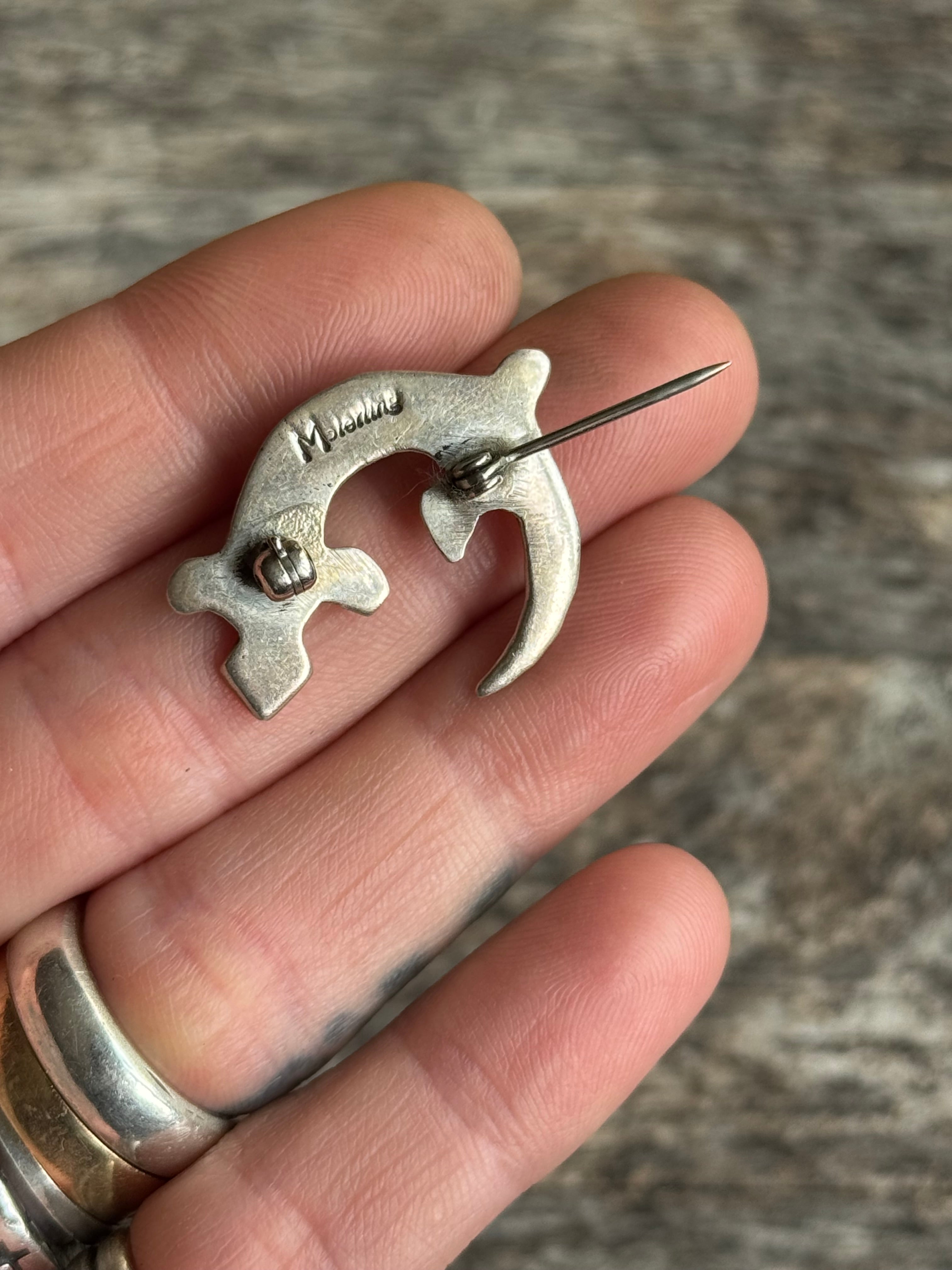 Vintage Sterling Silver Only & Turquoise Inlay Gecko Pin