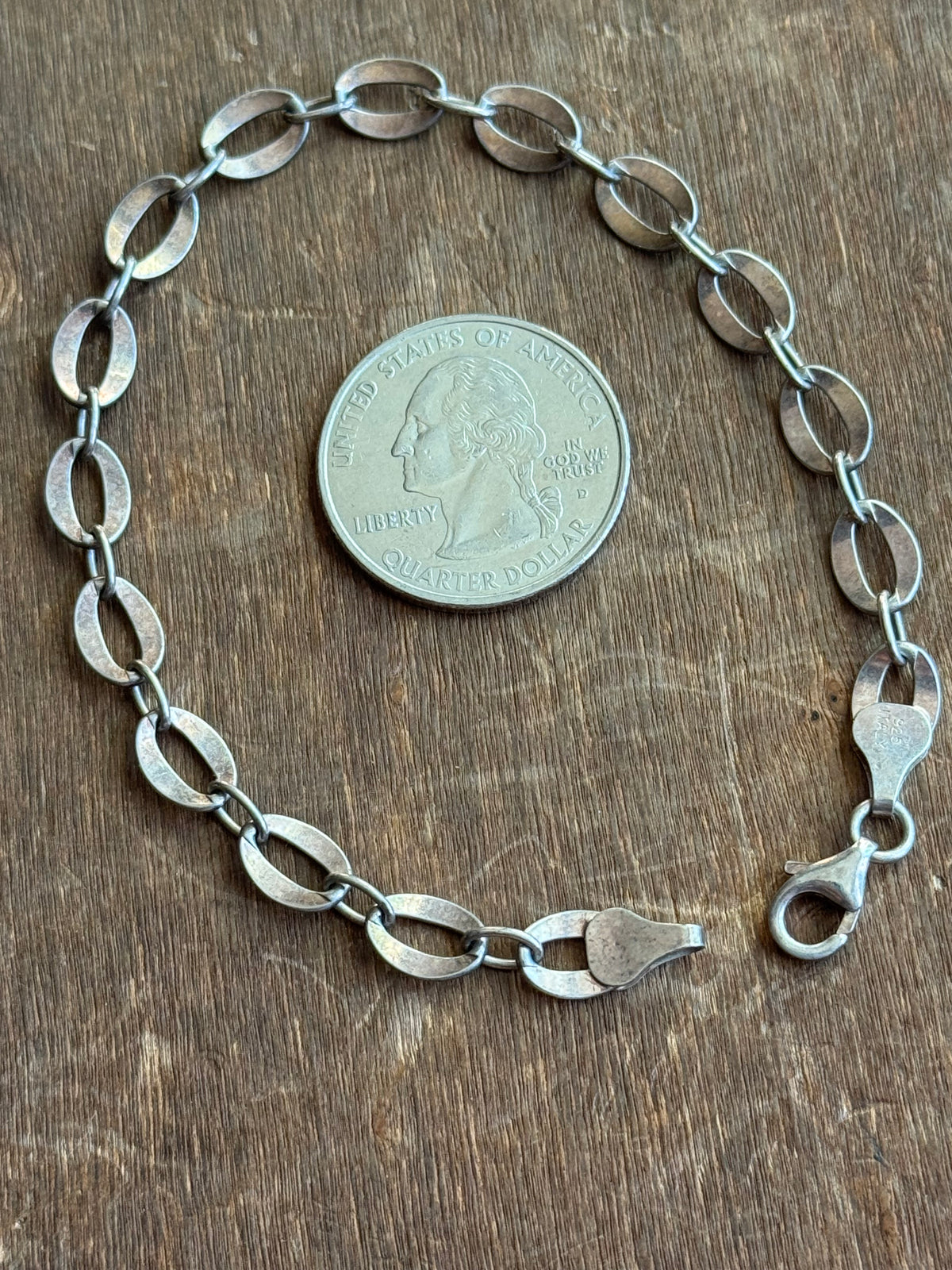 Vintage Sterling Silver 8” Open Link Chain Bracelet