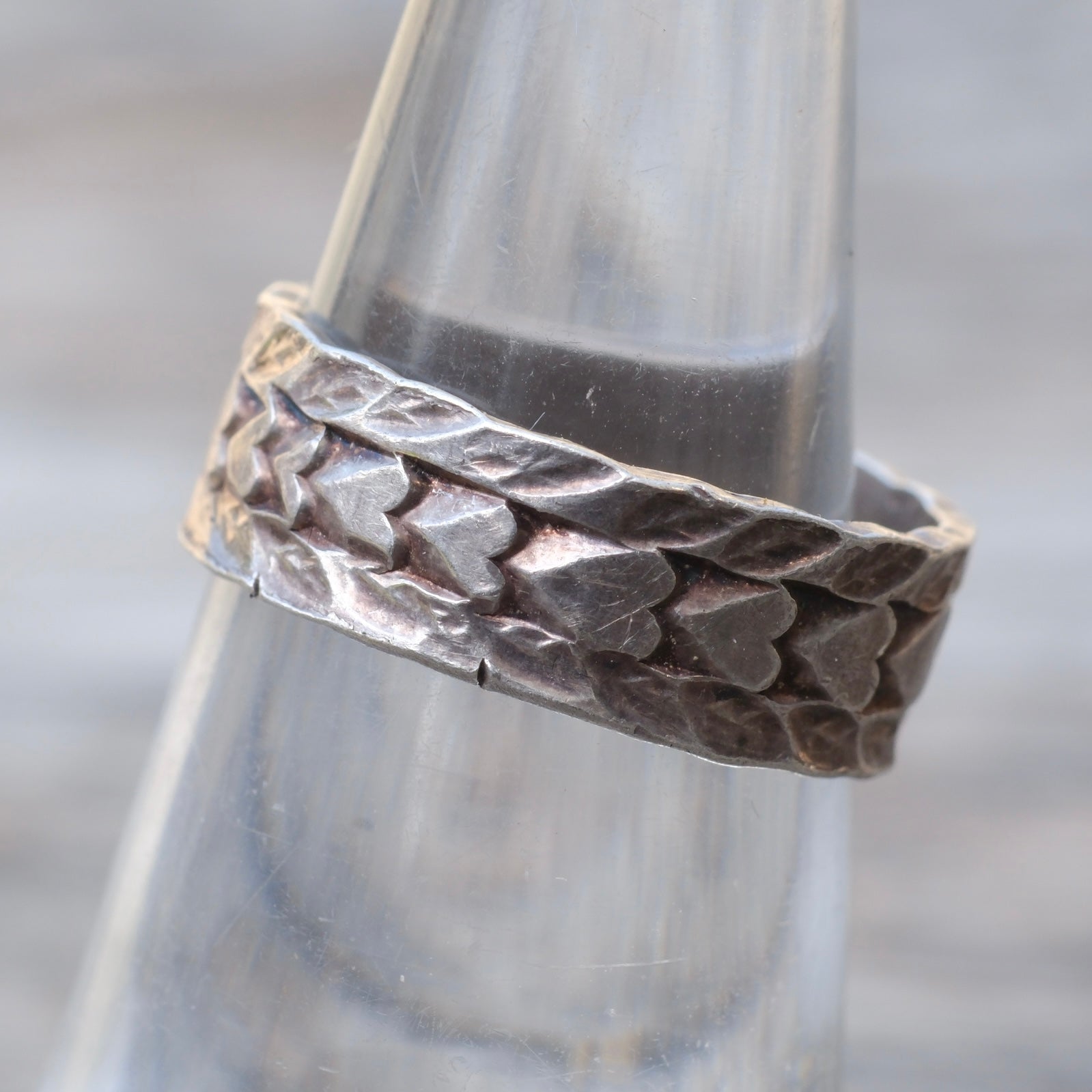 Vintage Sterling Heart Band Ring 6