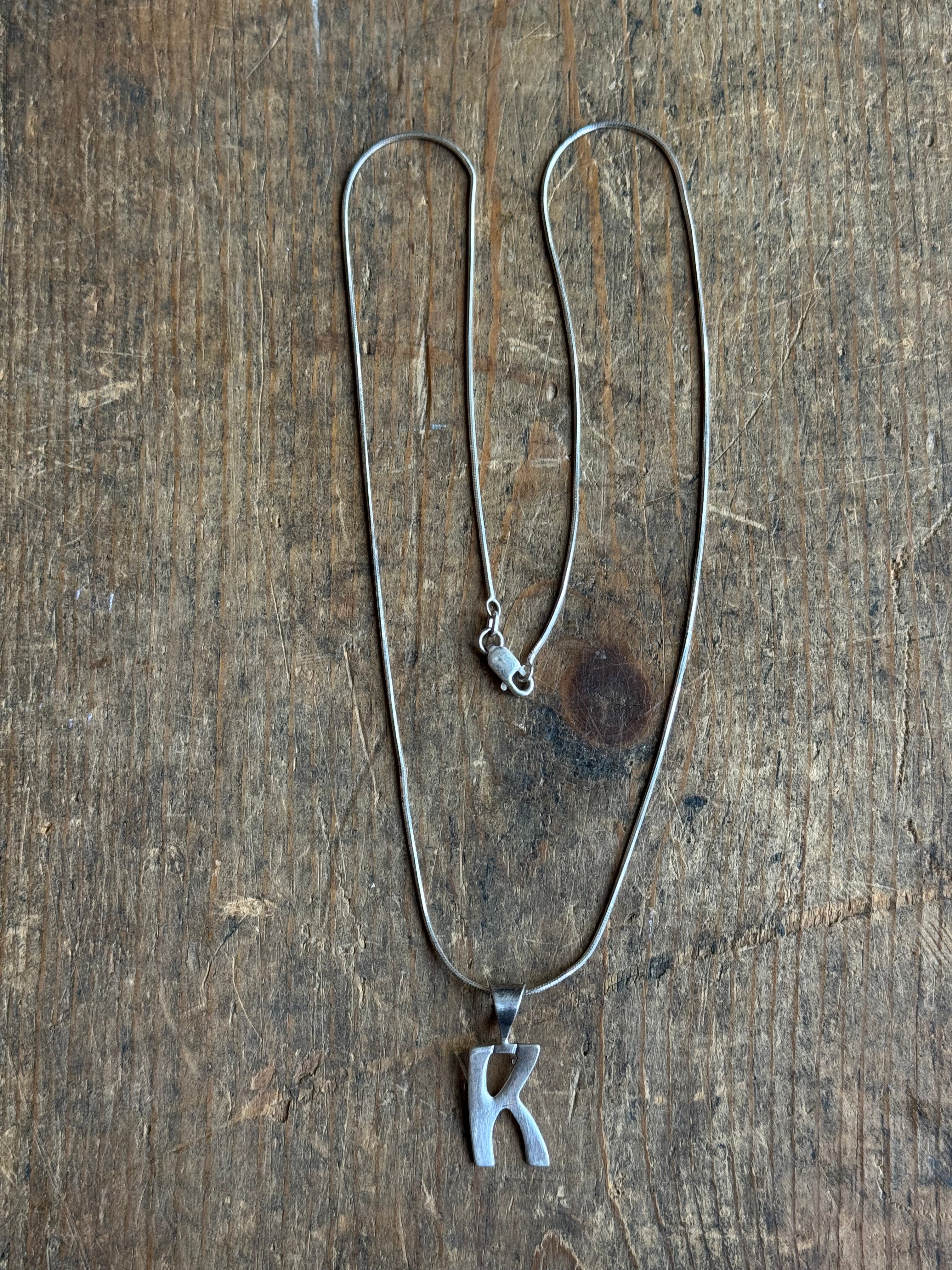 Vintage Sterling Silver ‘K’ Initial Necklace