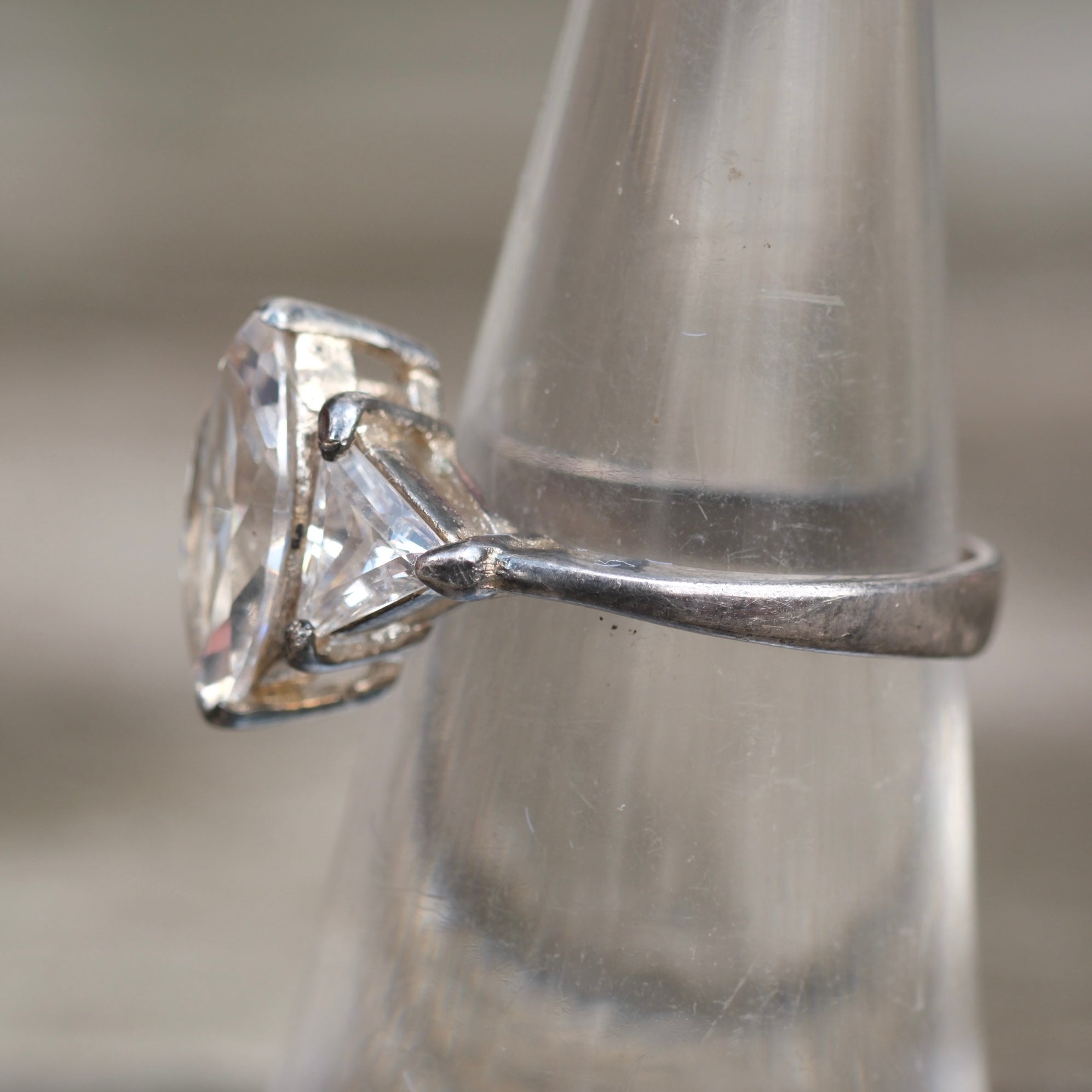 Vintage Sterling CZ Cocktail Ring 6