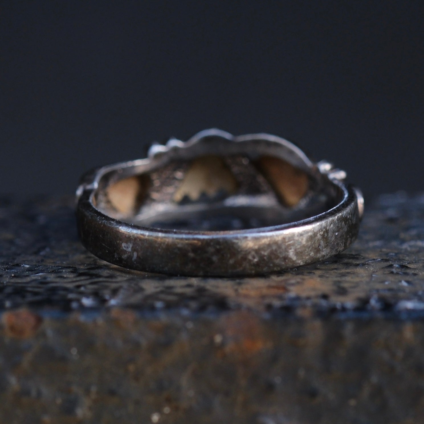 Vintage Sterling and Gold Leaf Band Ring 5.75