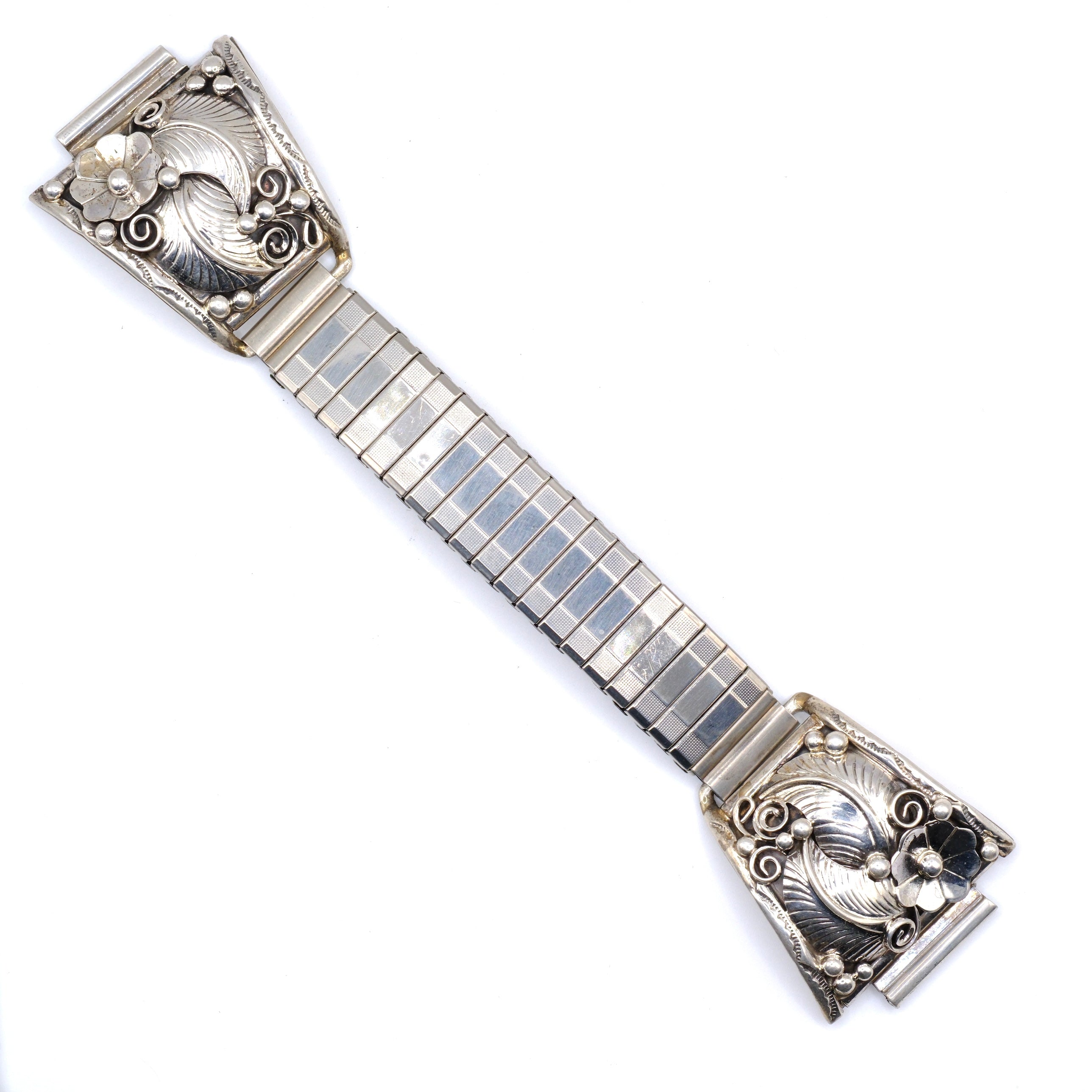 Vintage Sterling Blossom Feather Watch Band