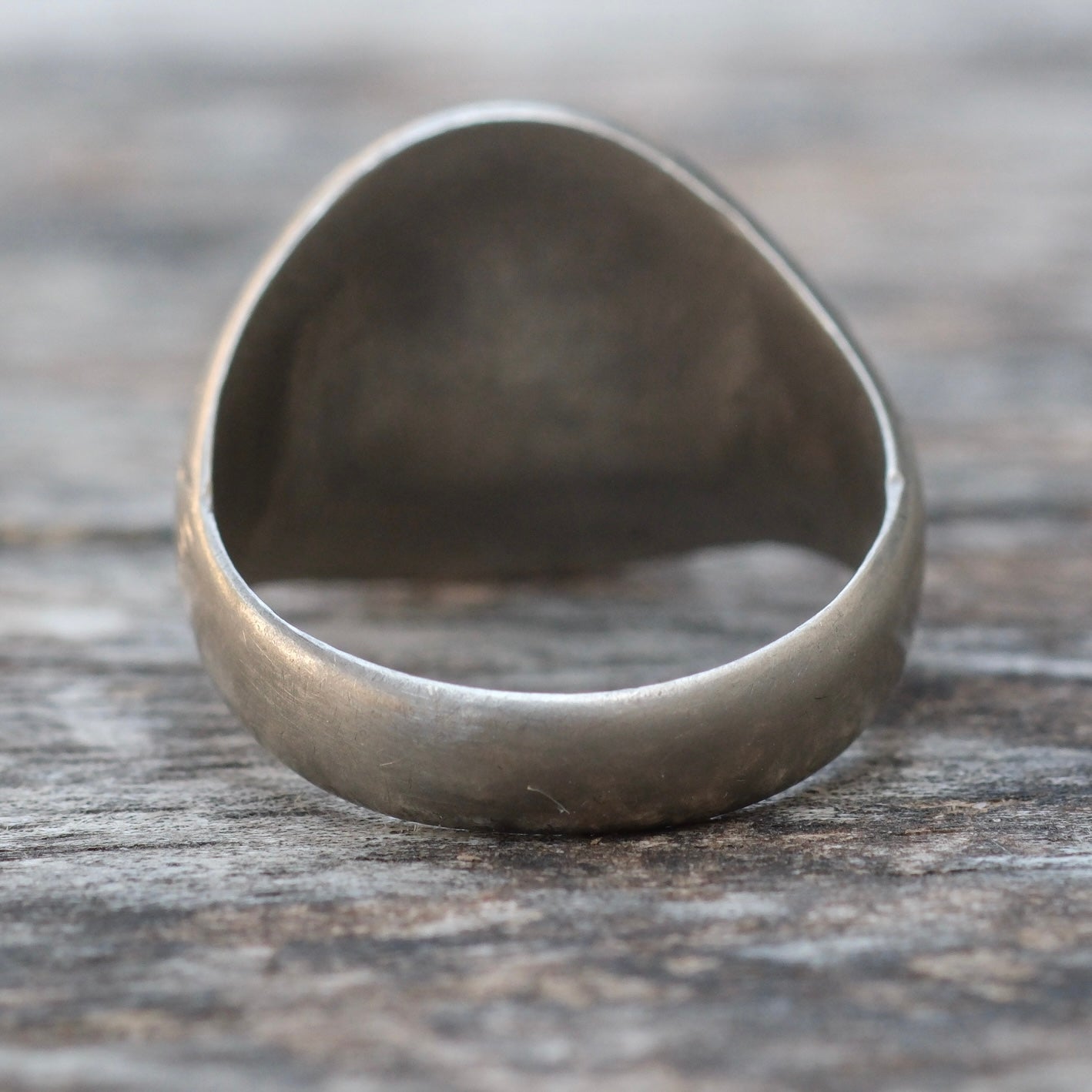 Vintage Sterling and Copper Engraved P Initial Signet Ring 8.75