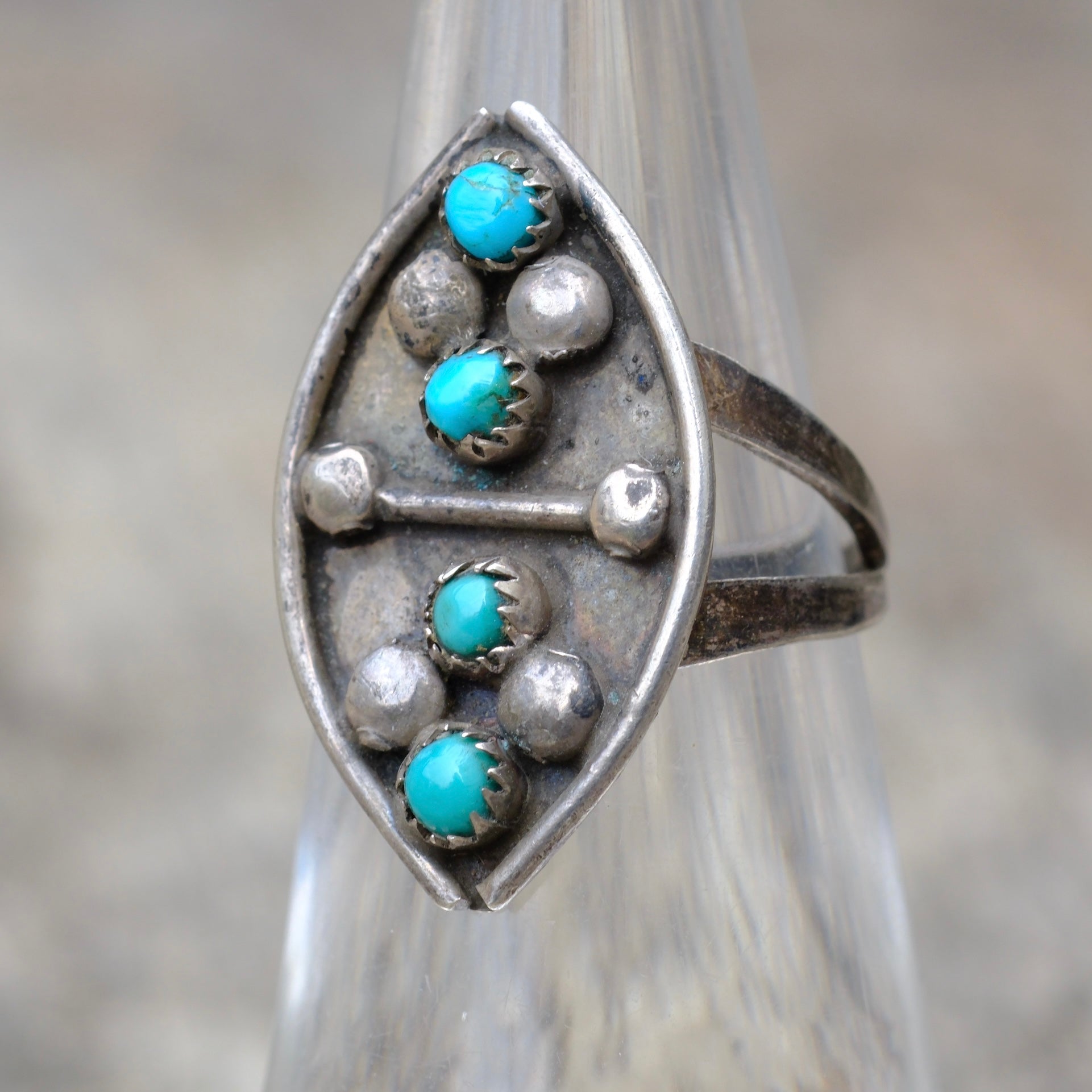 Vintage Sterling Turquoise Ring 5.75
