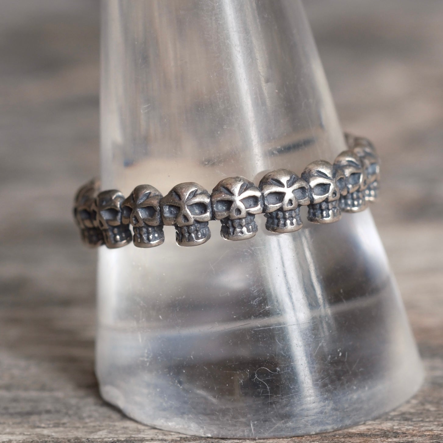 Vintage Sterling Silver Skull Band Ring 11