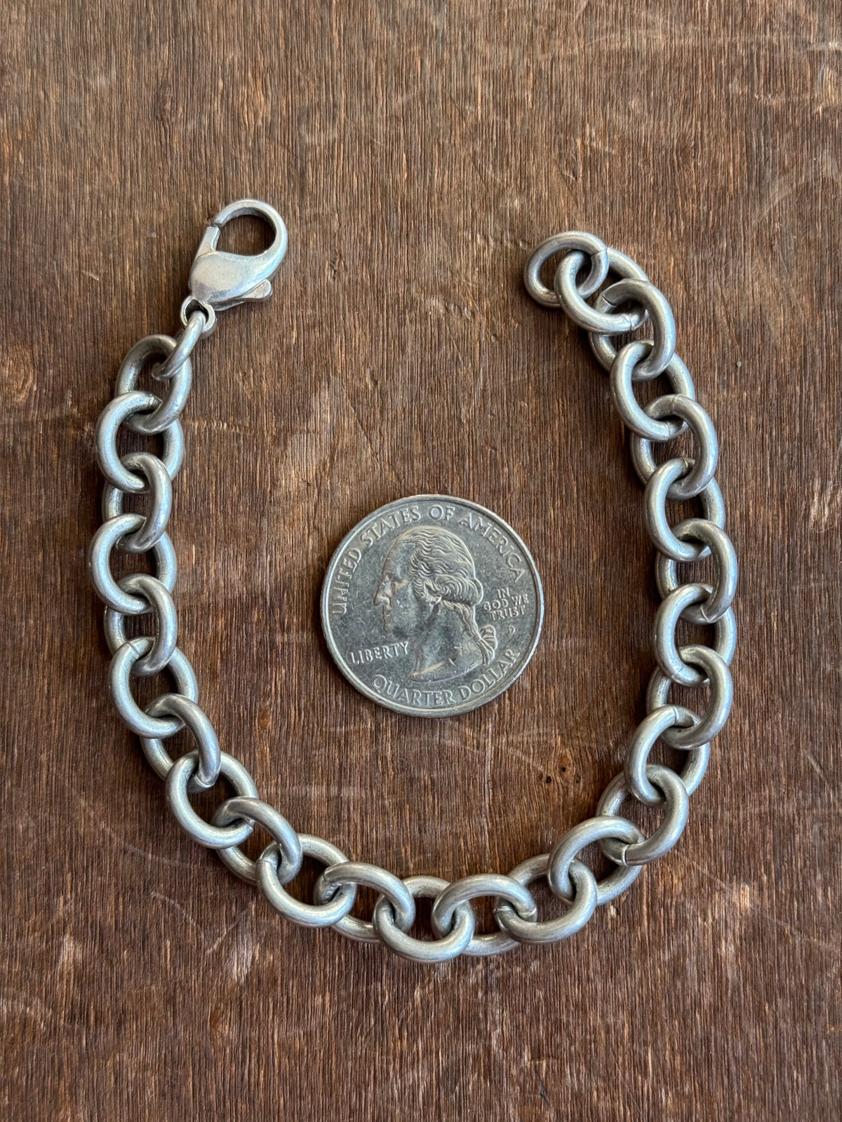 Vintage Sterling Silver 7.75” Chunky Cable Chain Bracelet