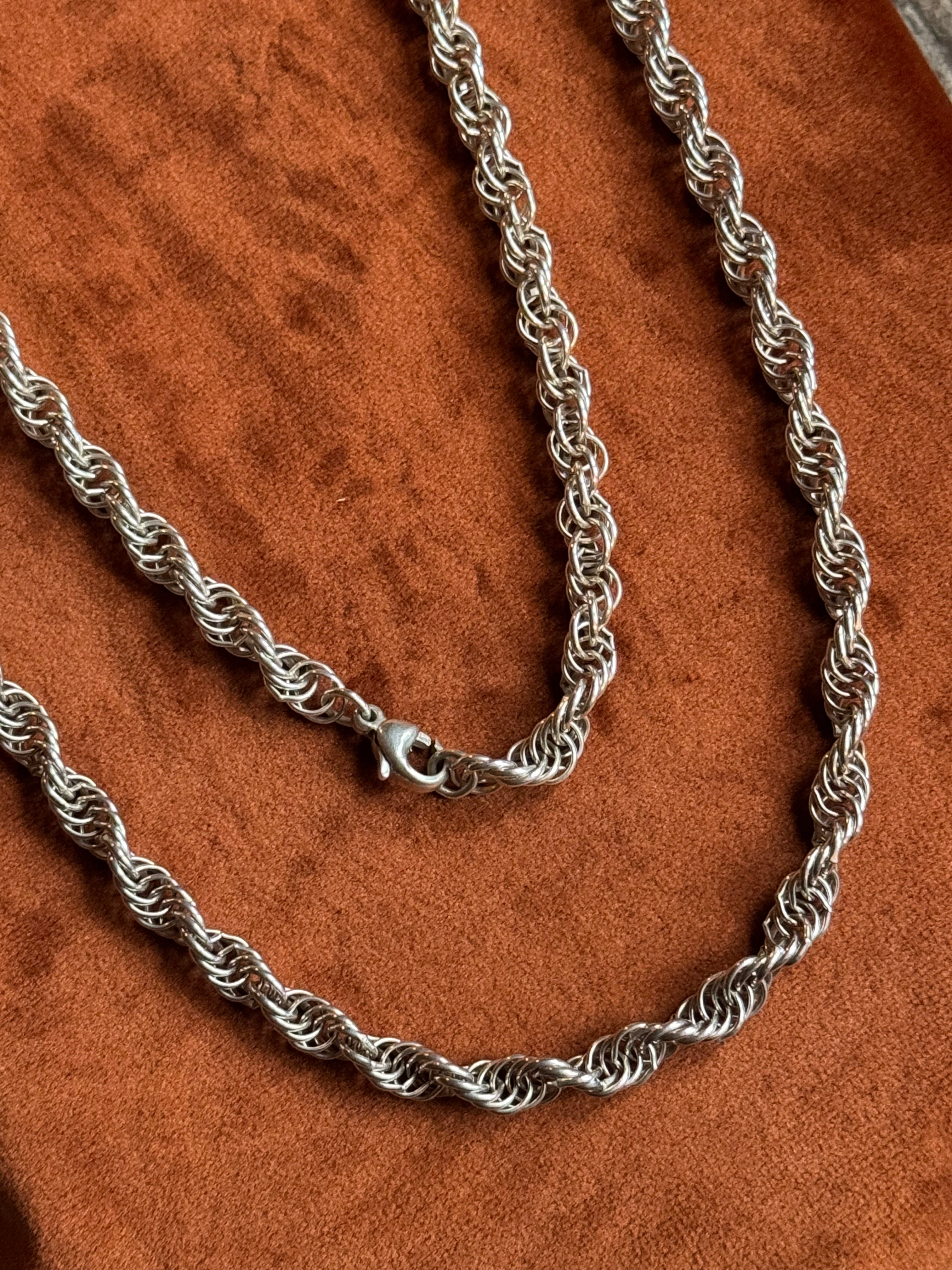 Vintage Sterling Silver 30” Loose Rope Chain