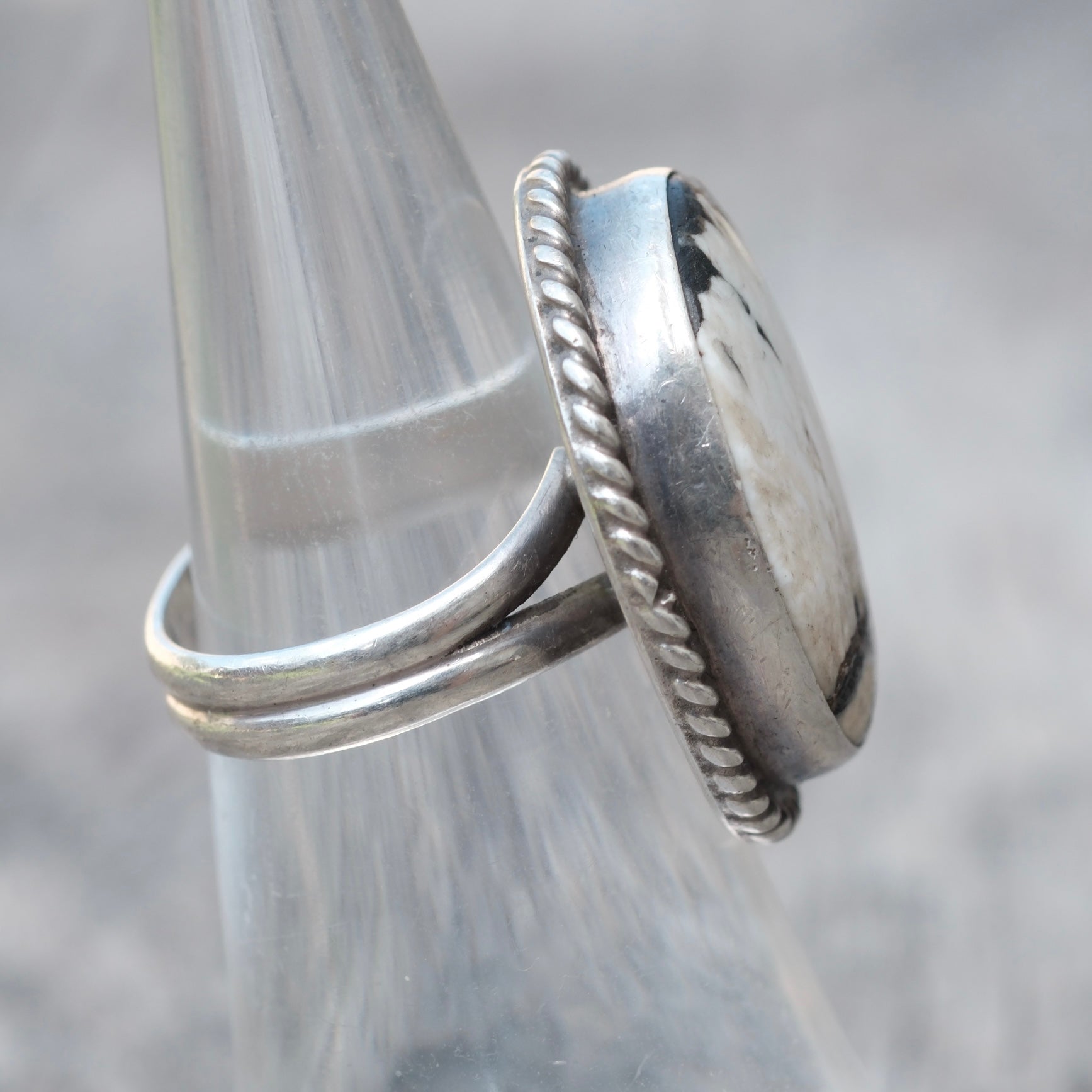 Vintage Sterling White Buffalo Roper Ring 6