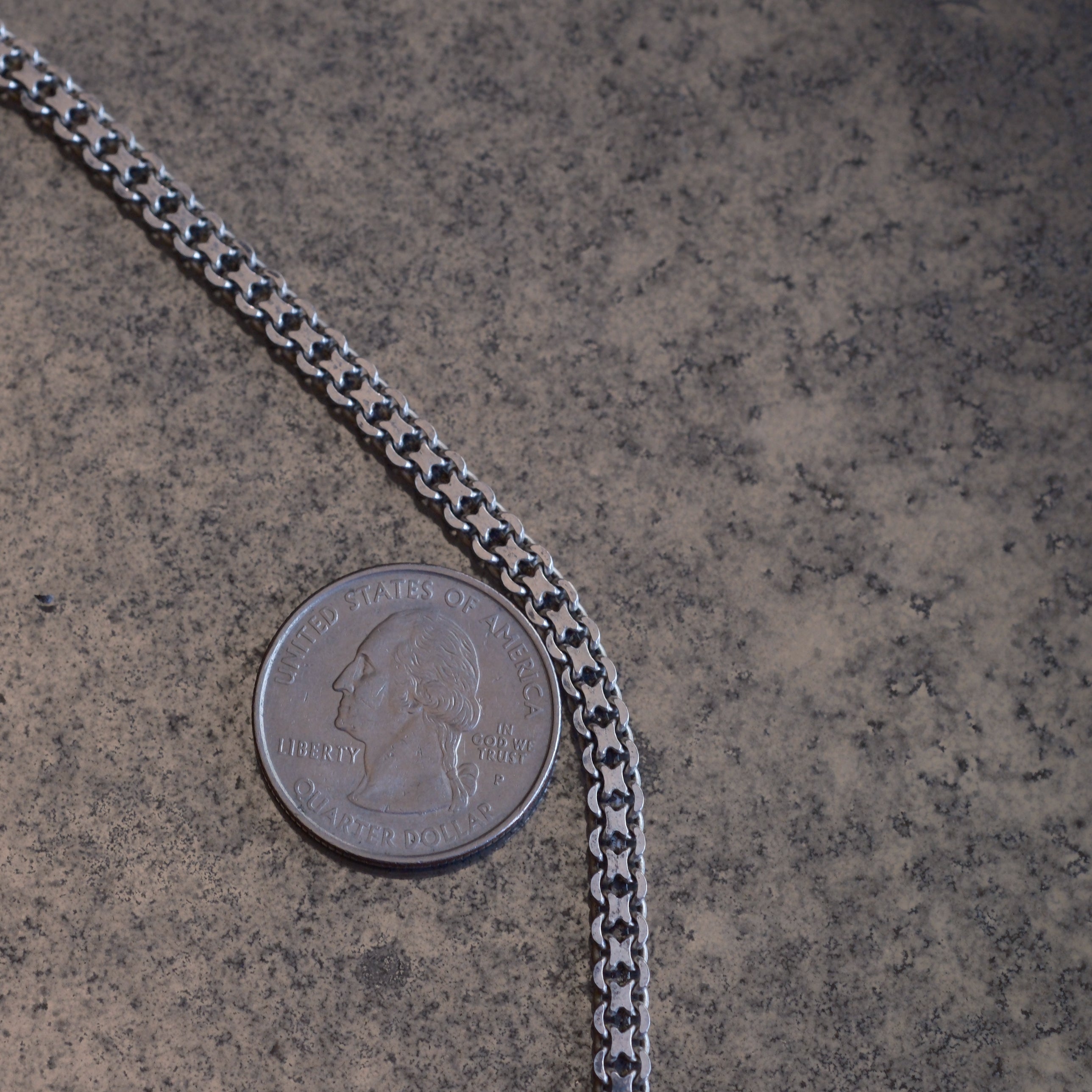 Vintage Sterling Silver Box Chain Necklace 18"